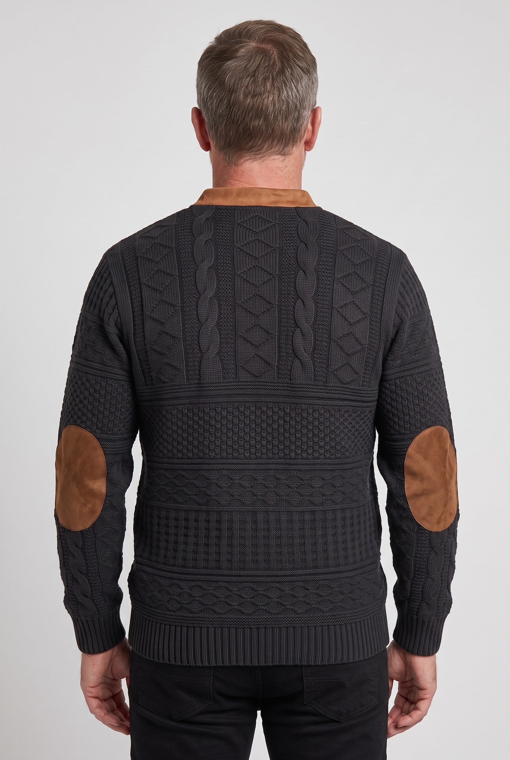Men's Jumper | Half Zip Elbow Patches - 2