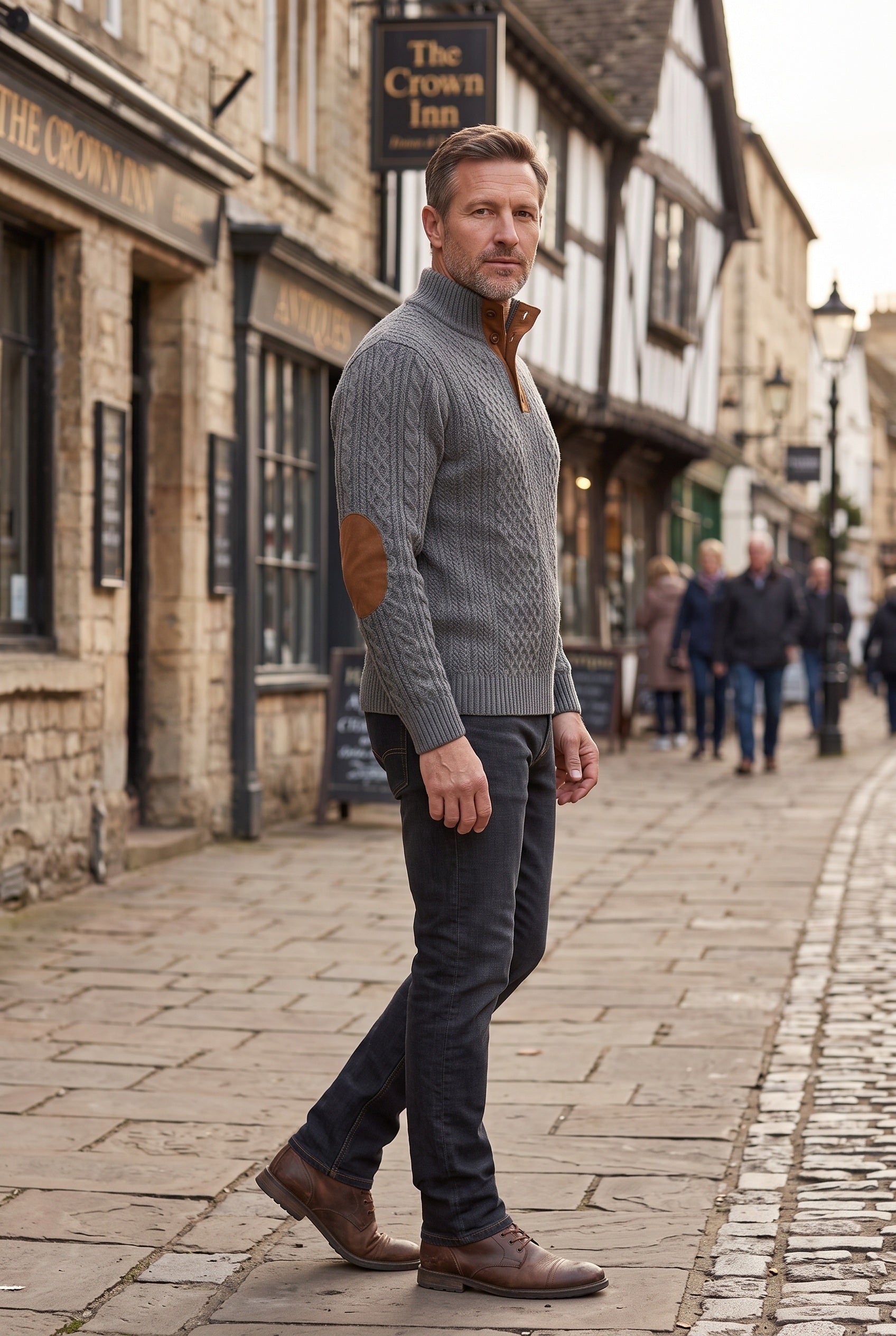 Men's Jumper | Textured Button Neck - 1