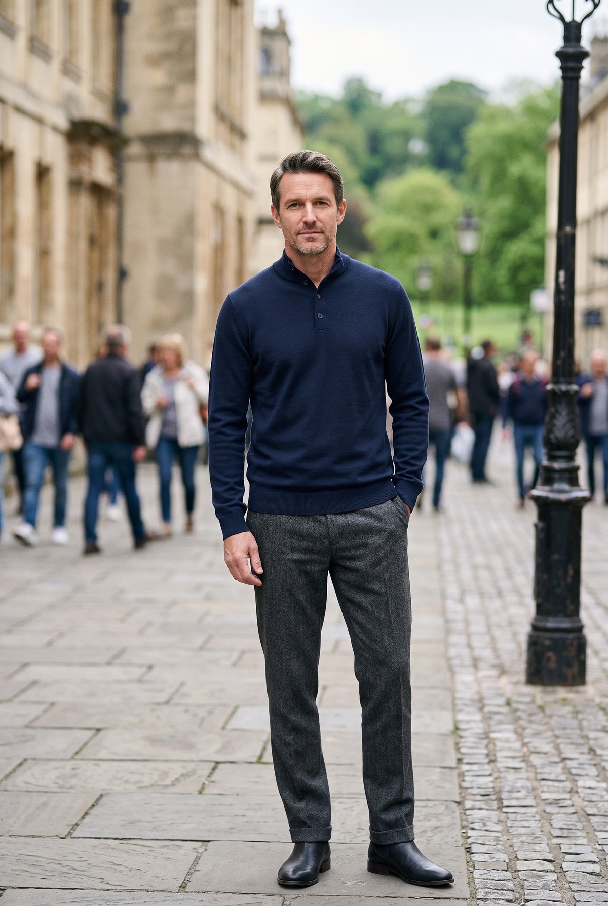 Men's Knitted Jumper | Buttoned Polo Collar - Lifestyle