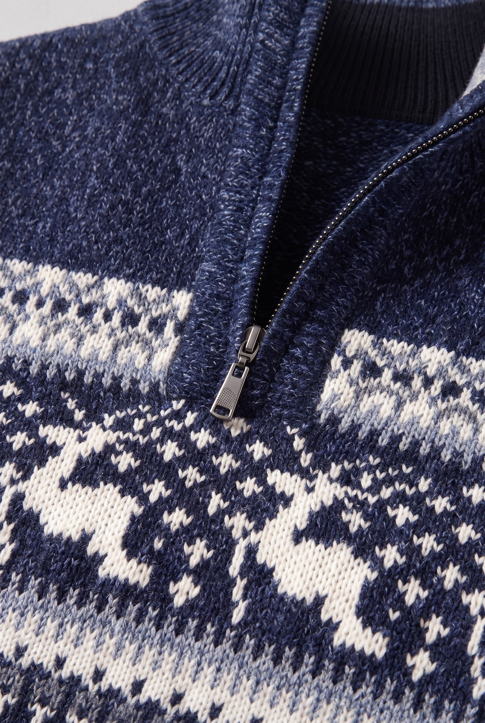 Men's Knitted Jumper | Fair Isle Half-Zip