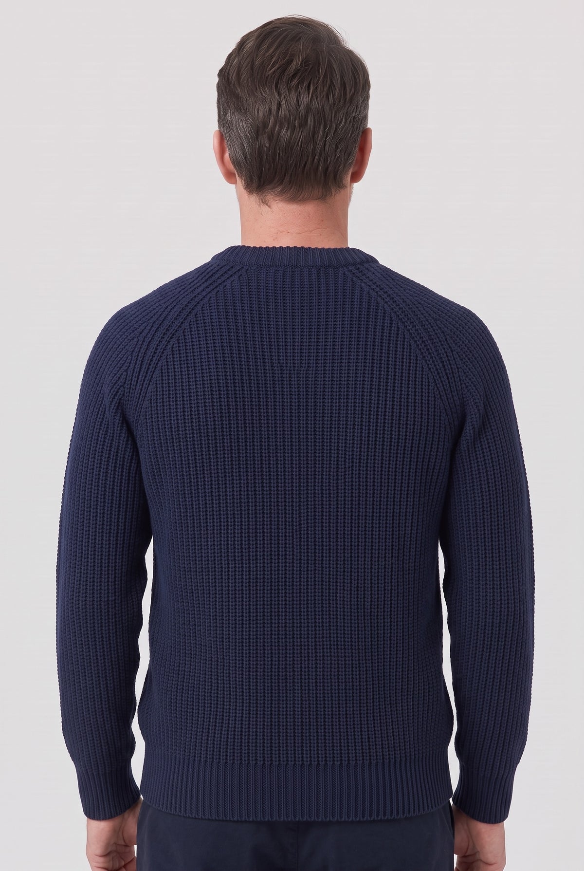 Men's Knitted Jumper | Heavyweight Fisherman Rib - Back