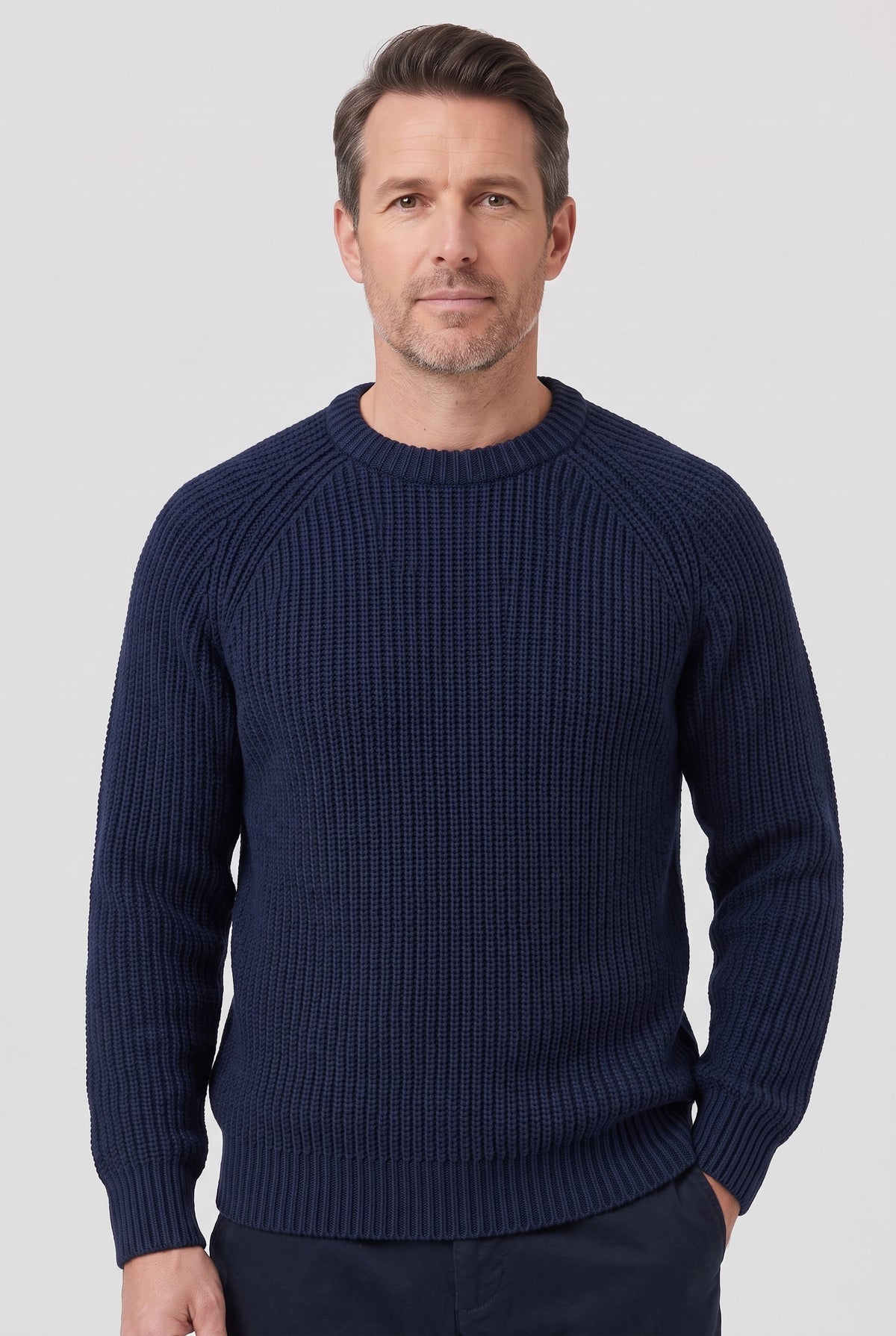 Men's Knitted Jumper | Heavyweight Fisherman Rib - Navy