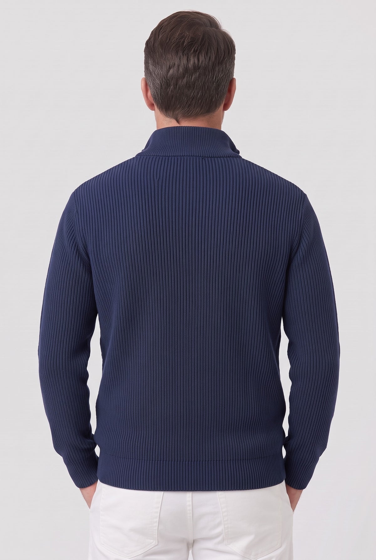 Men's Knitted Jumper | Ribbed Quarter-Zip - Back
