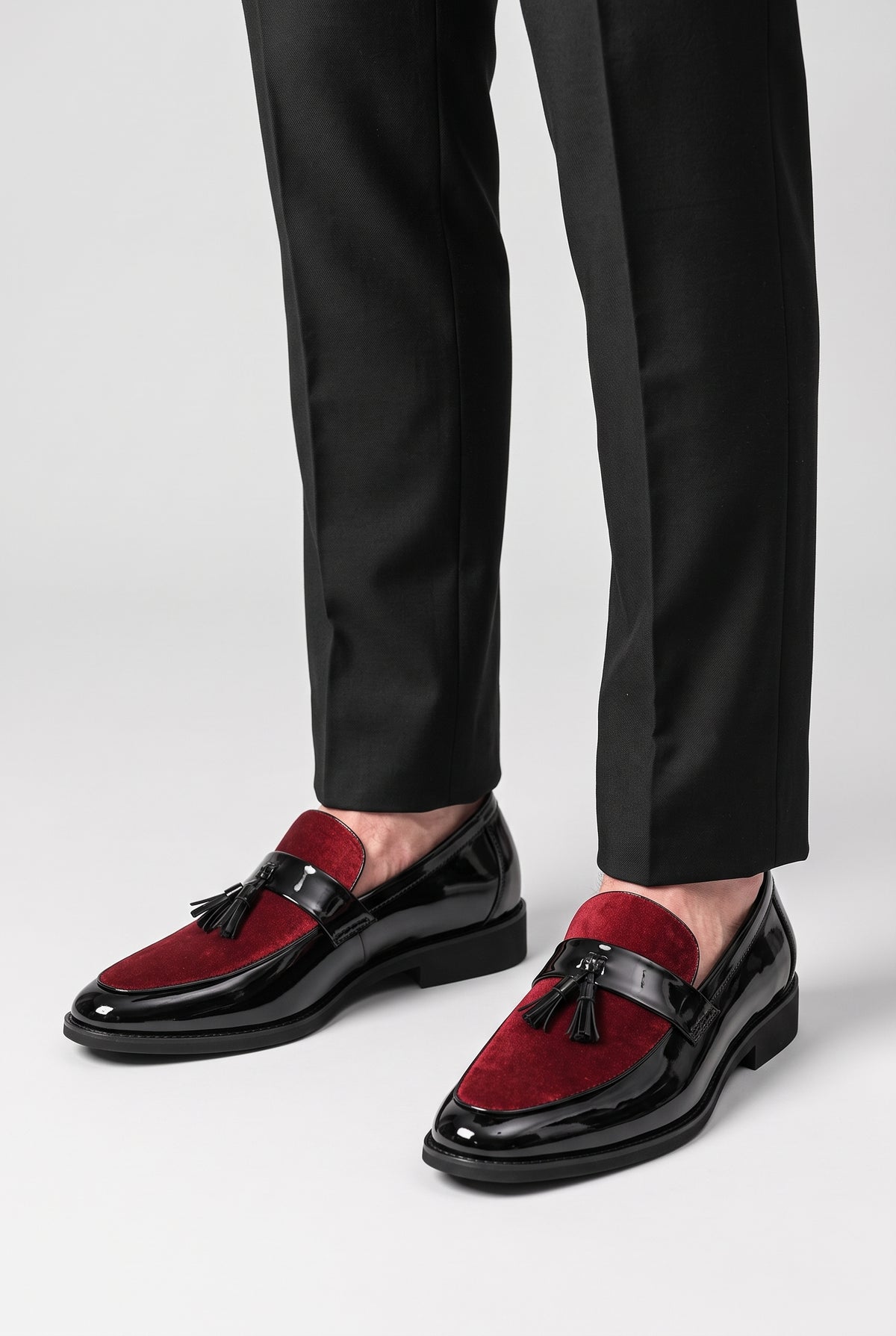 Men's Loafers | Contrast Tassel Slip-On - Red Worn