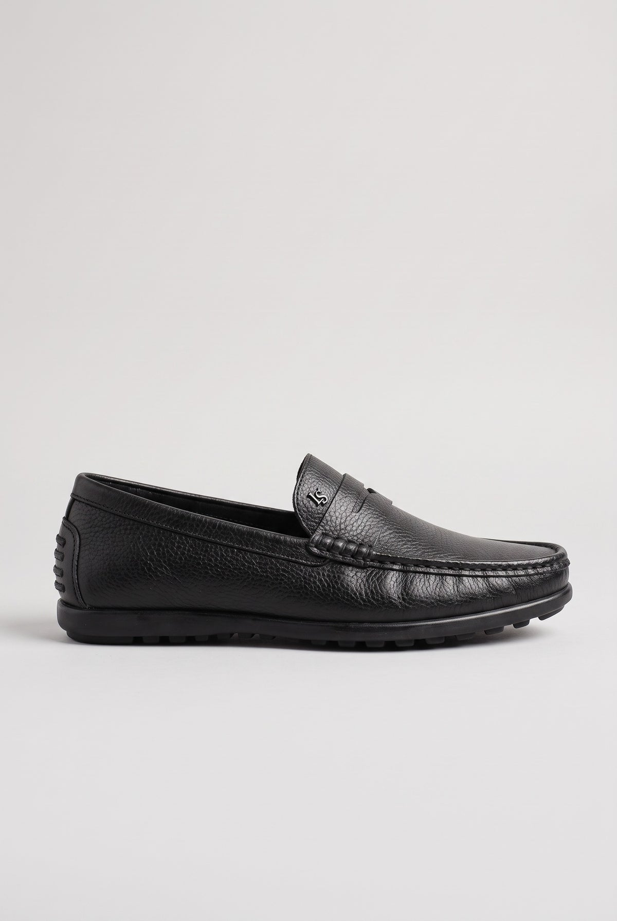 Men's Loafers | Leather-Look Penny Slip-On - Black