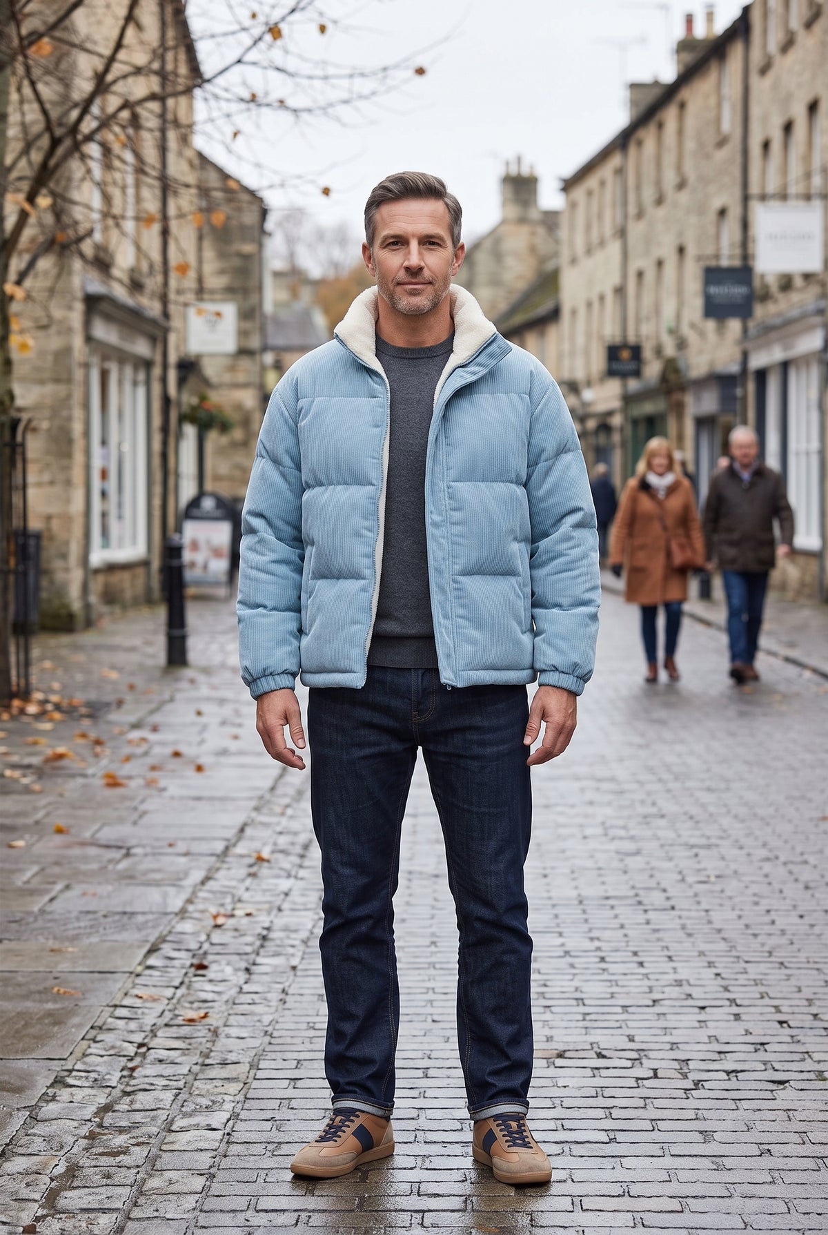 Men's Puffer Jacket | Corduroy Sherpa Collar - 4