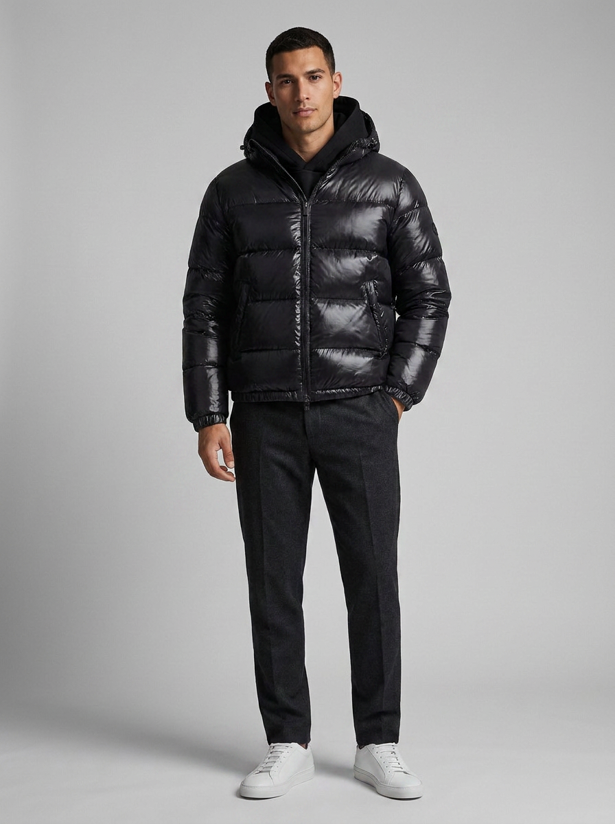 Men's Puffer Jacket | Hooded Zip-Up - 3