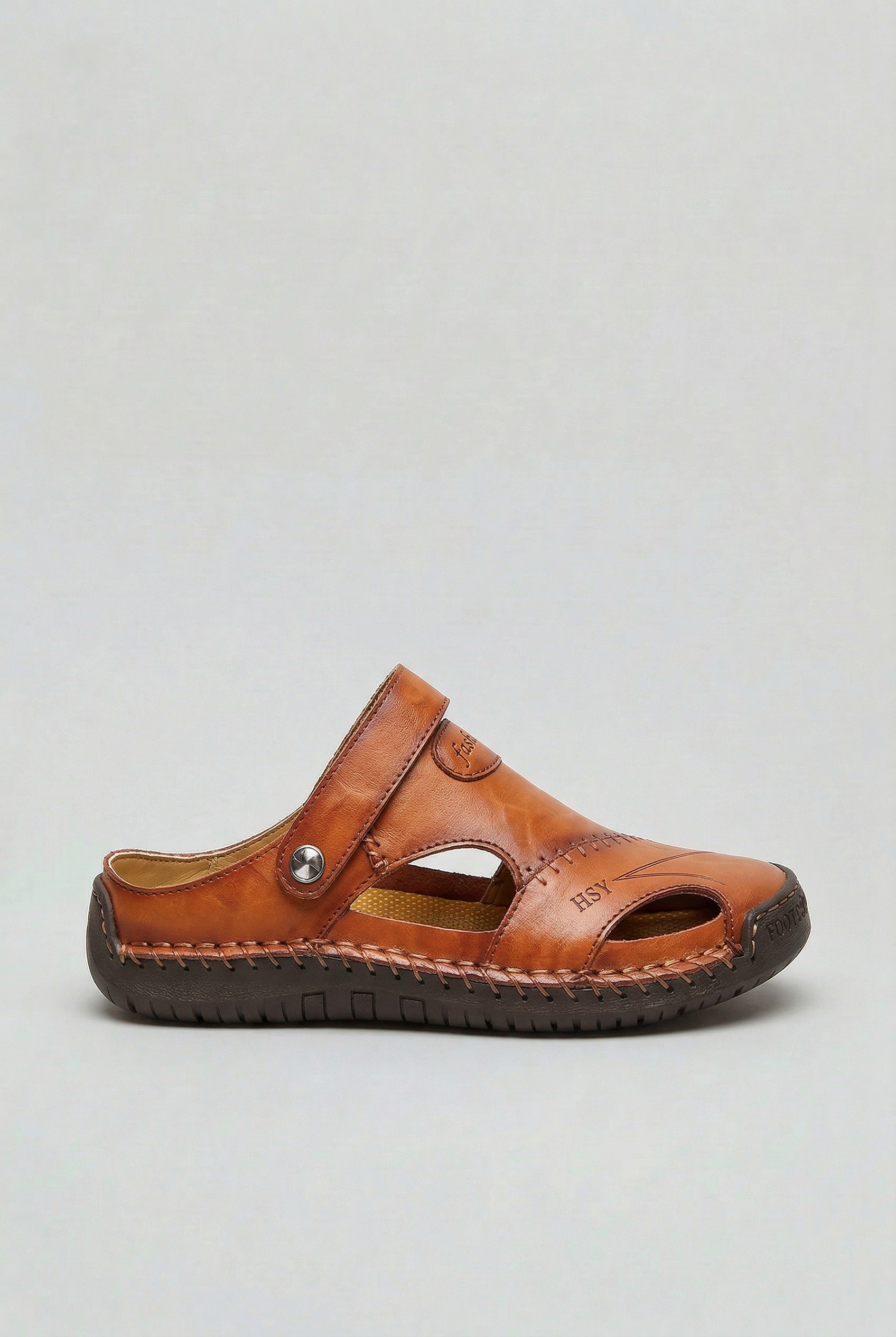 Men’s Sandals | Leather Look with Closed Toe - 1