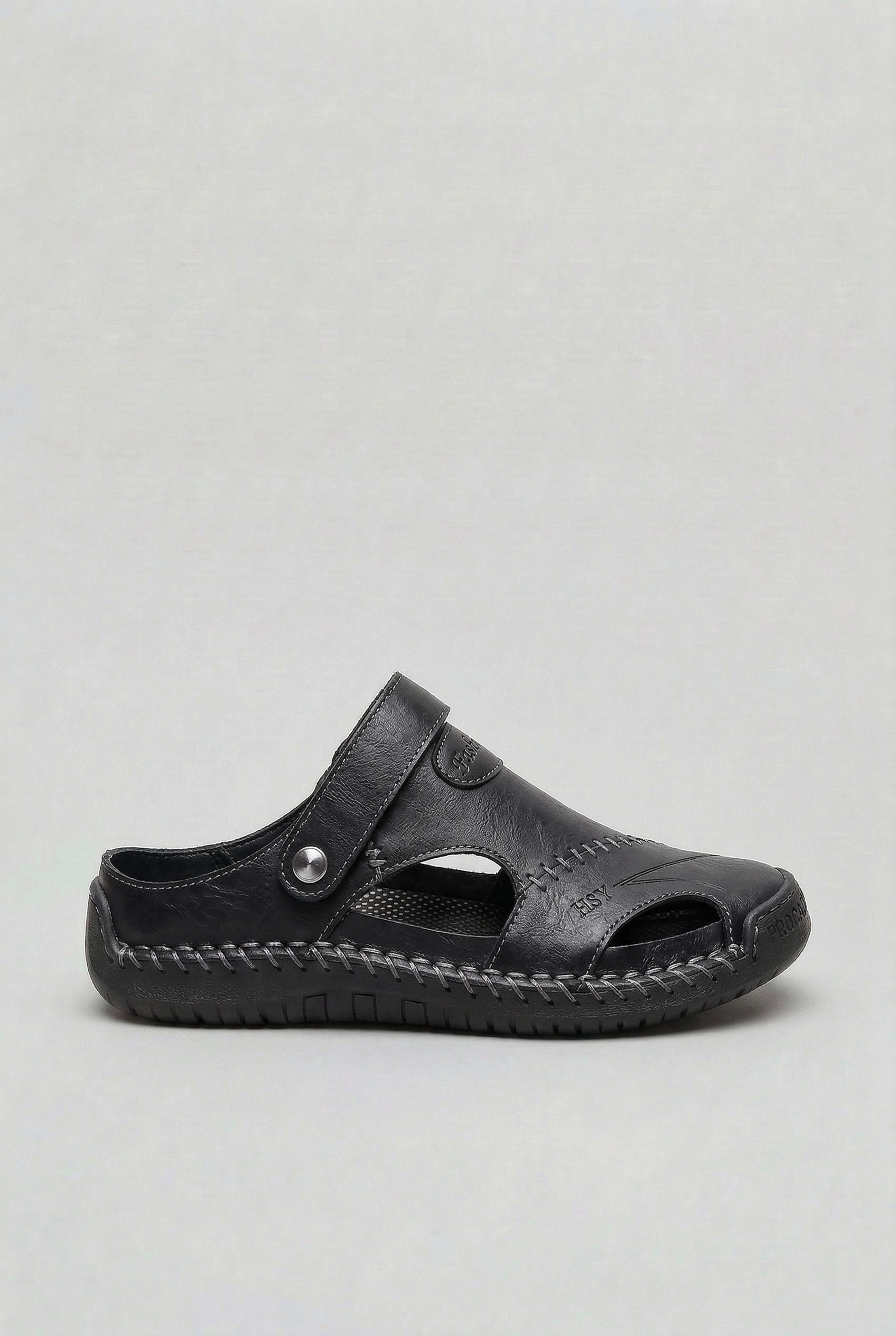 Men’s Sandals | Leather Look with Closed Toe - 5