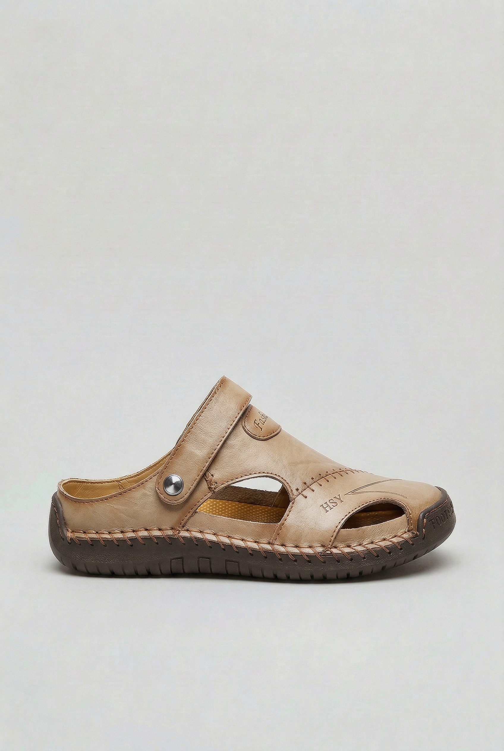 Men’s Sandals | Leather Look with Closed Toe - 6