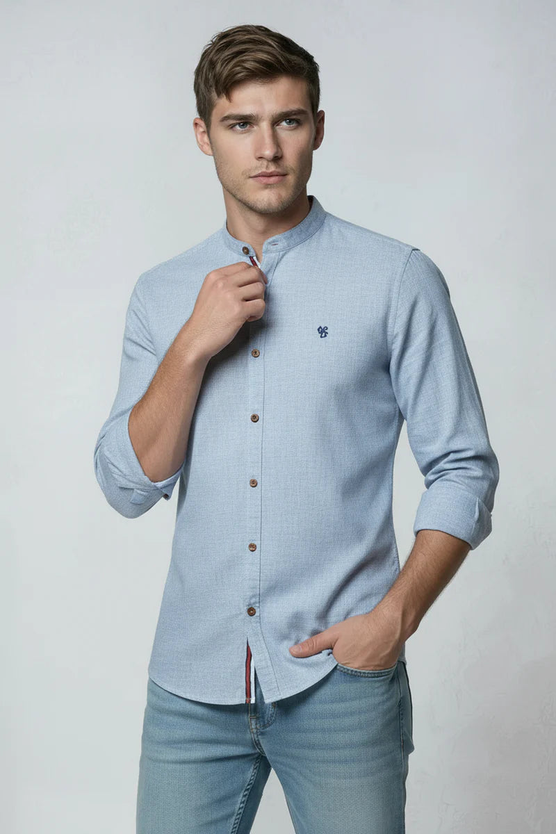 Men’s Shirt | Stand Collar Button Up - 10