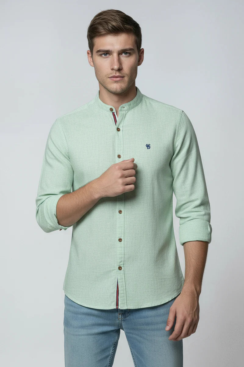 Men’s Shirt | Stand Collar Button Up - 11