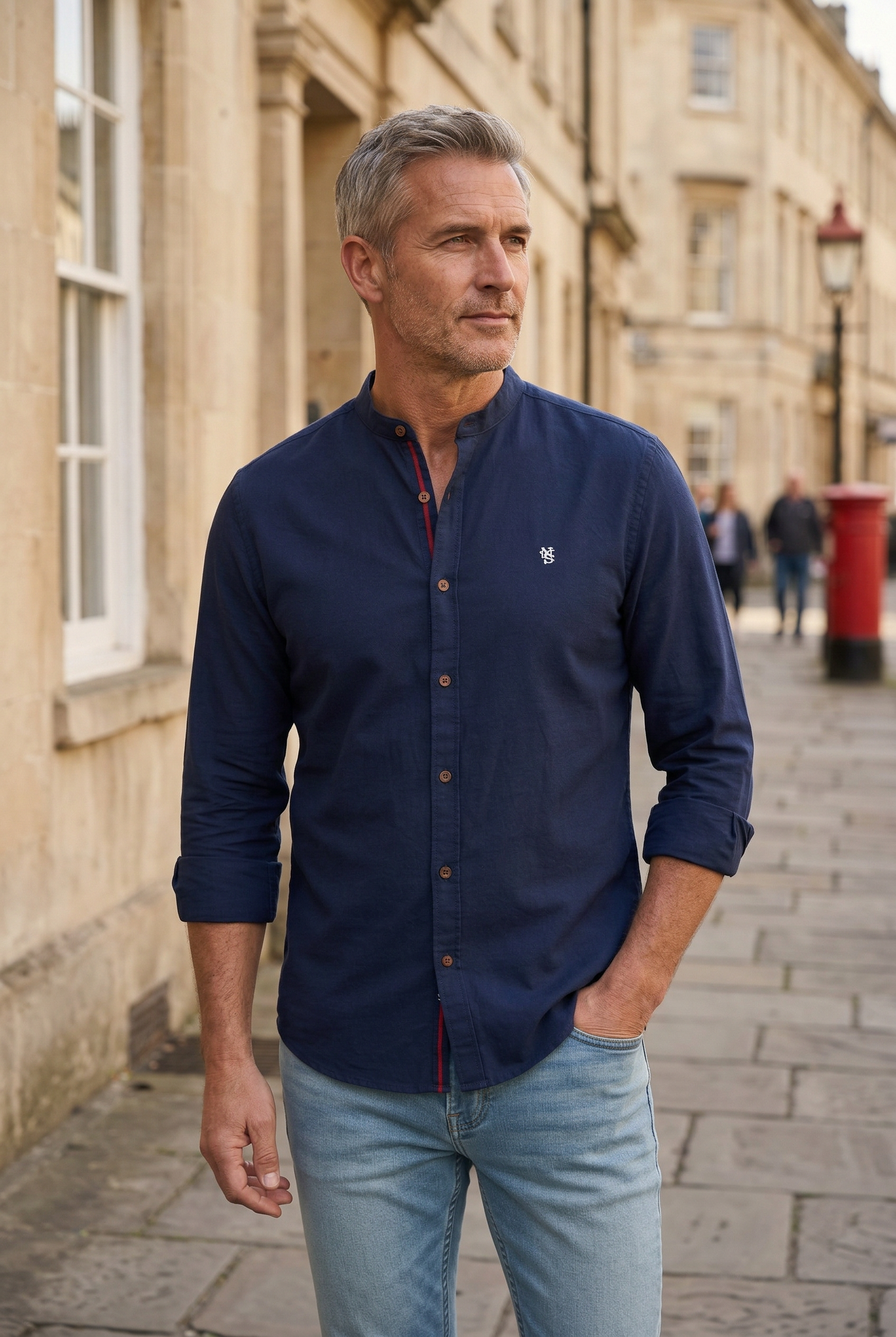 Men’s Shirt | Stand Collar Button Up - 5