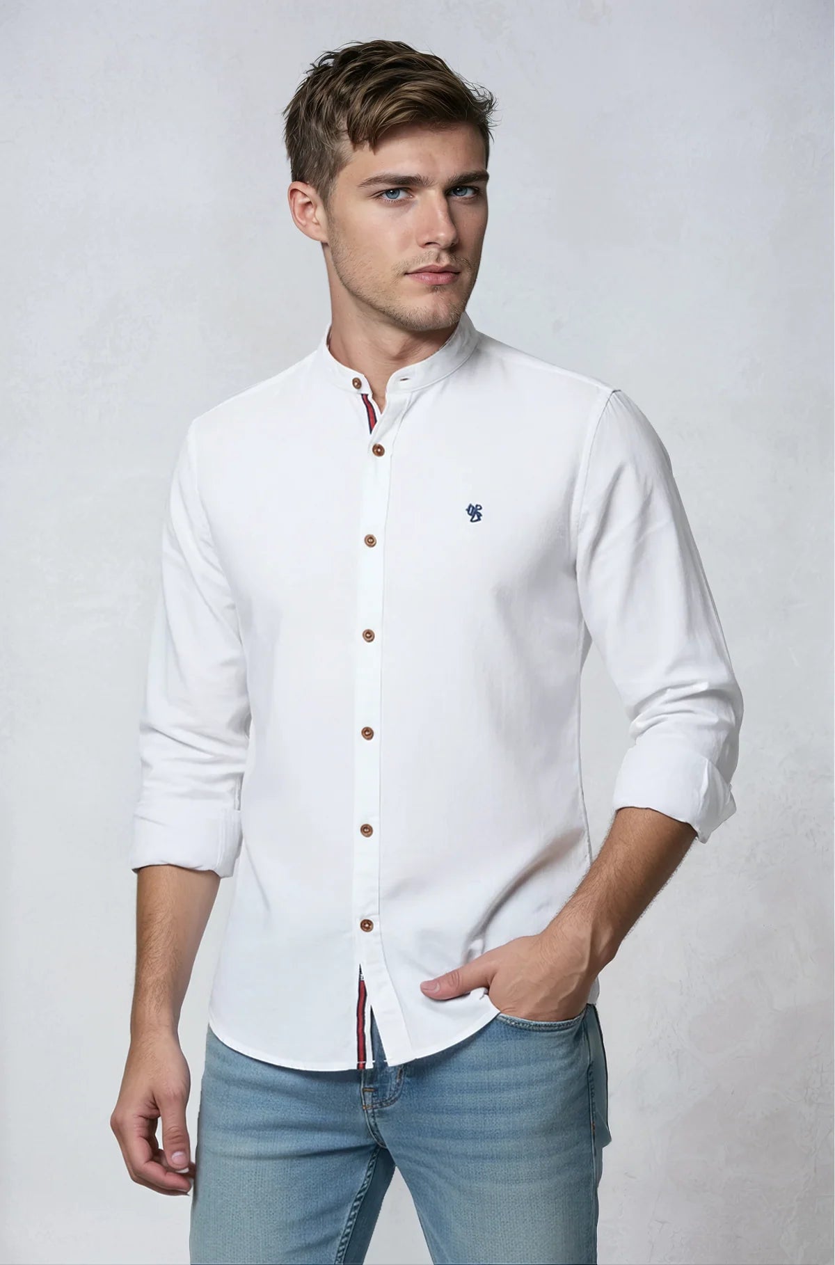 Men’s Shirt | Stand Collar Button Up - 6