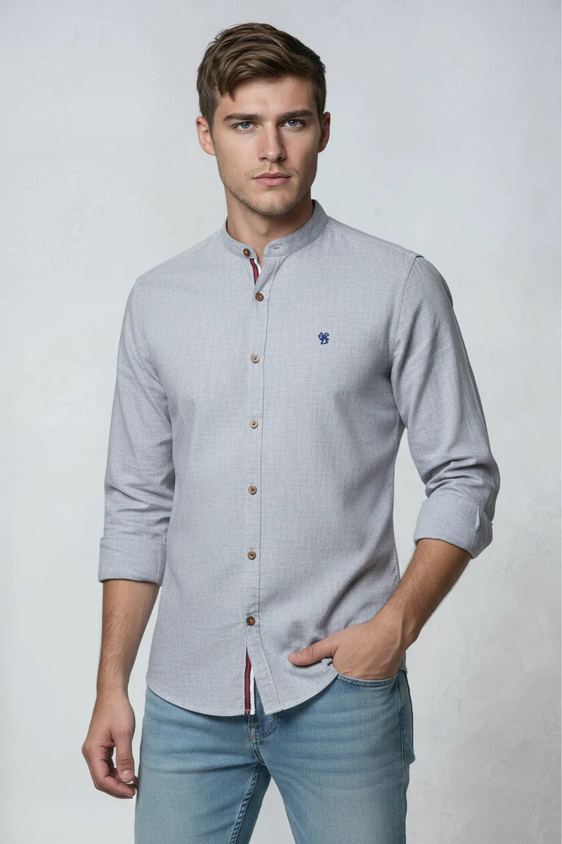 Men’s Shirt | Stand Collar Button Up - 7