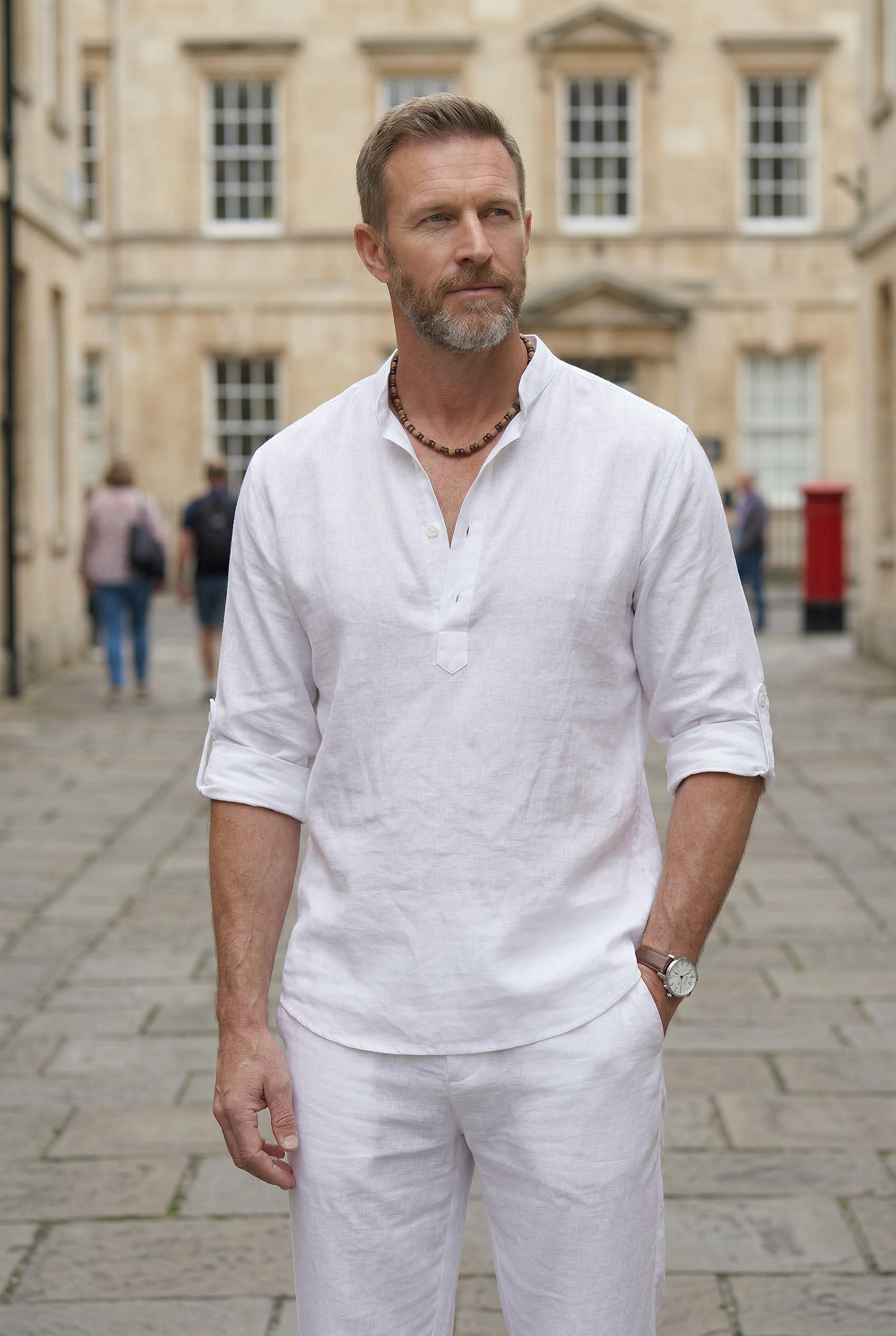 Men’s Shirts | Linen Look Half Button - 5
