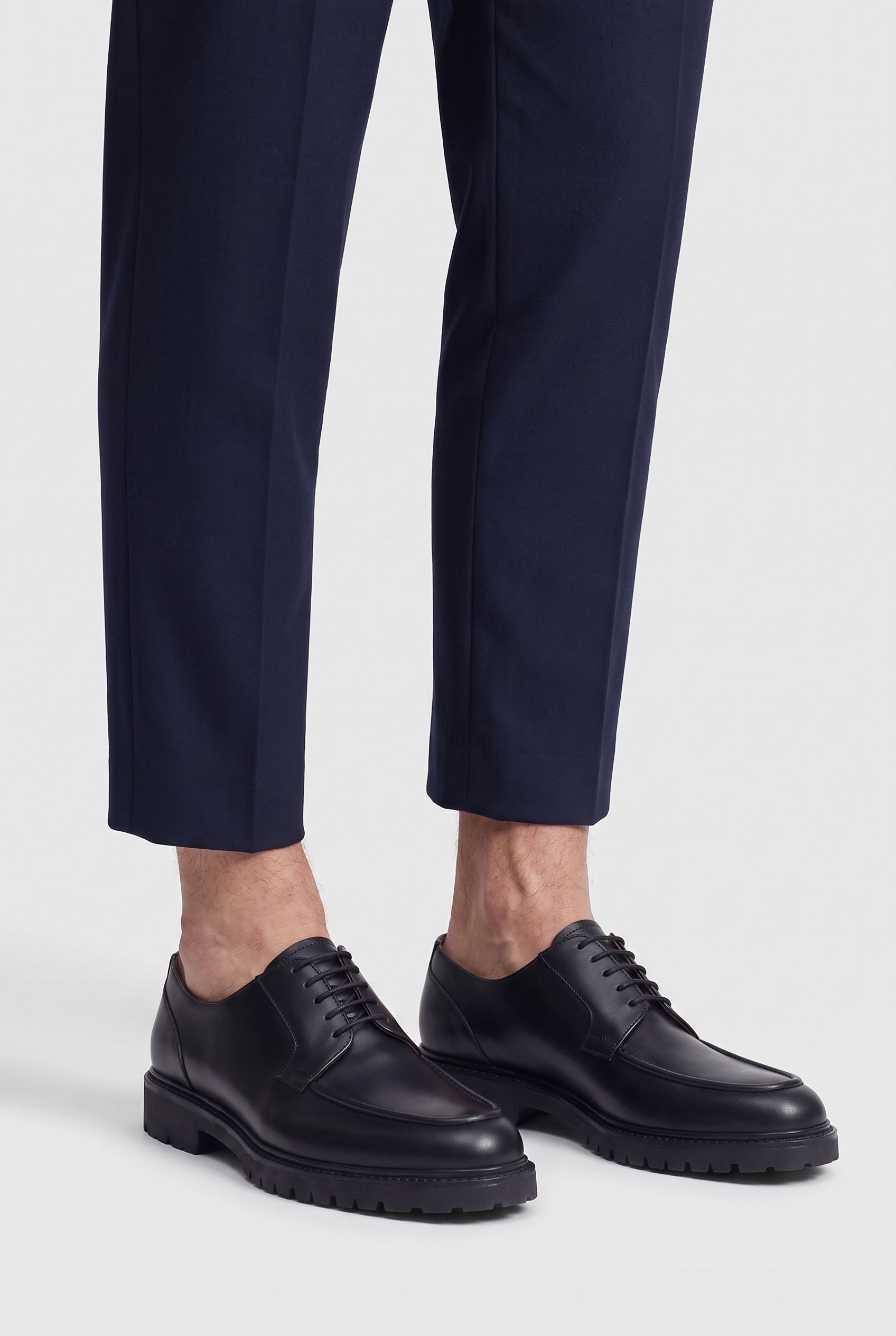 Men's Shoes | Black Derby Apron Toe - 3
