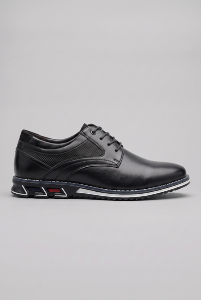 Men's Shoes | Plain Toe Lace-Up Leather-Look - Black