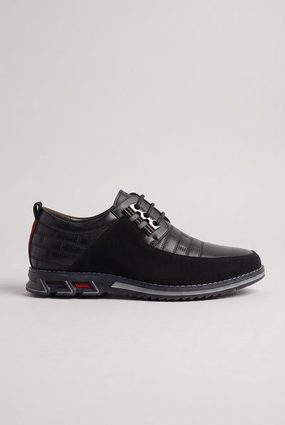 Men's Shoes | Quilted Lace-Up Leather-Look - Black