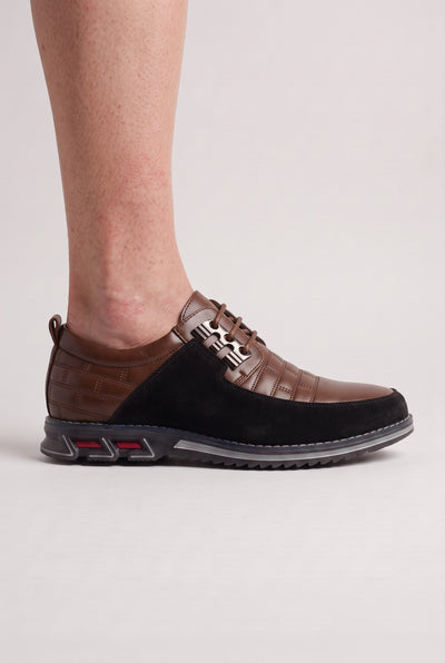 Men's Shoes | Quilted Lace-Up Leather-Look - Chestnut