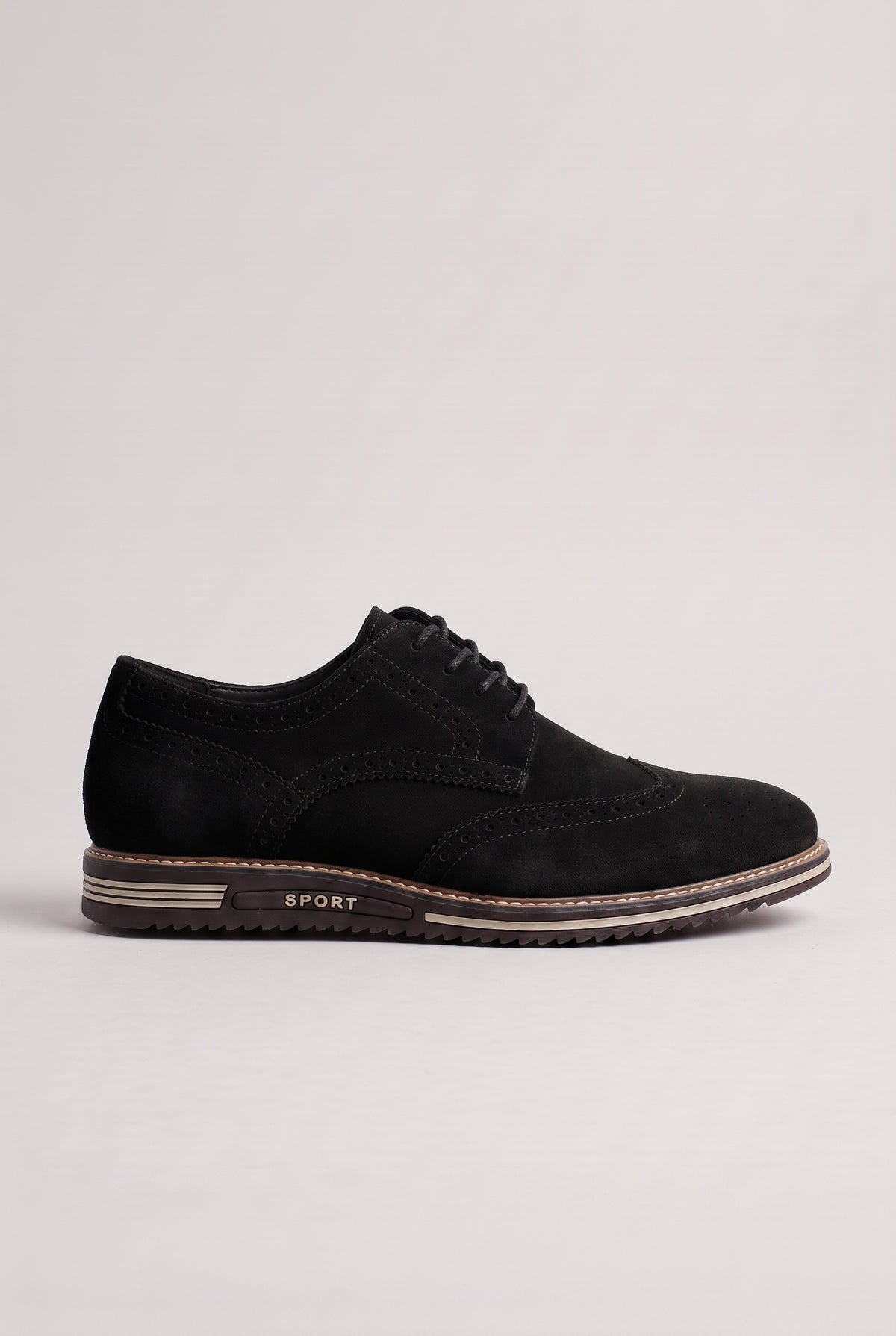 Men's Shoes | Suede-Look Brogue Lace-Up - Obsidian Black