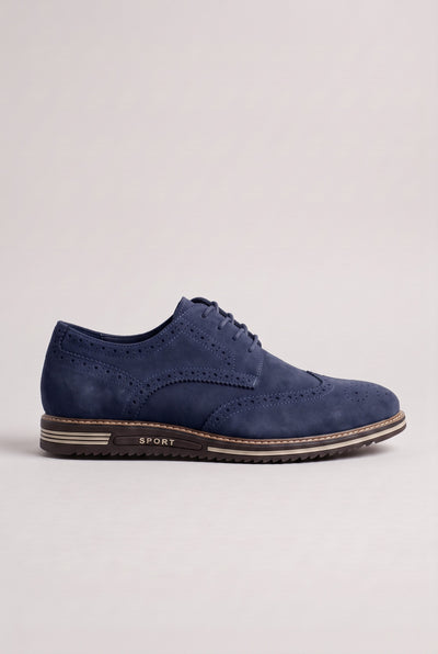 Men's Shoes | Suede-Look Brogue Lace-Up - Royal Navy