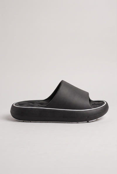 Men's Slides | Cushioned Pillow Footbed - Black