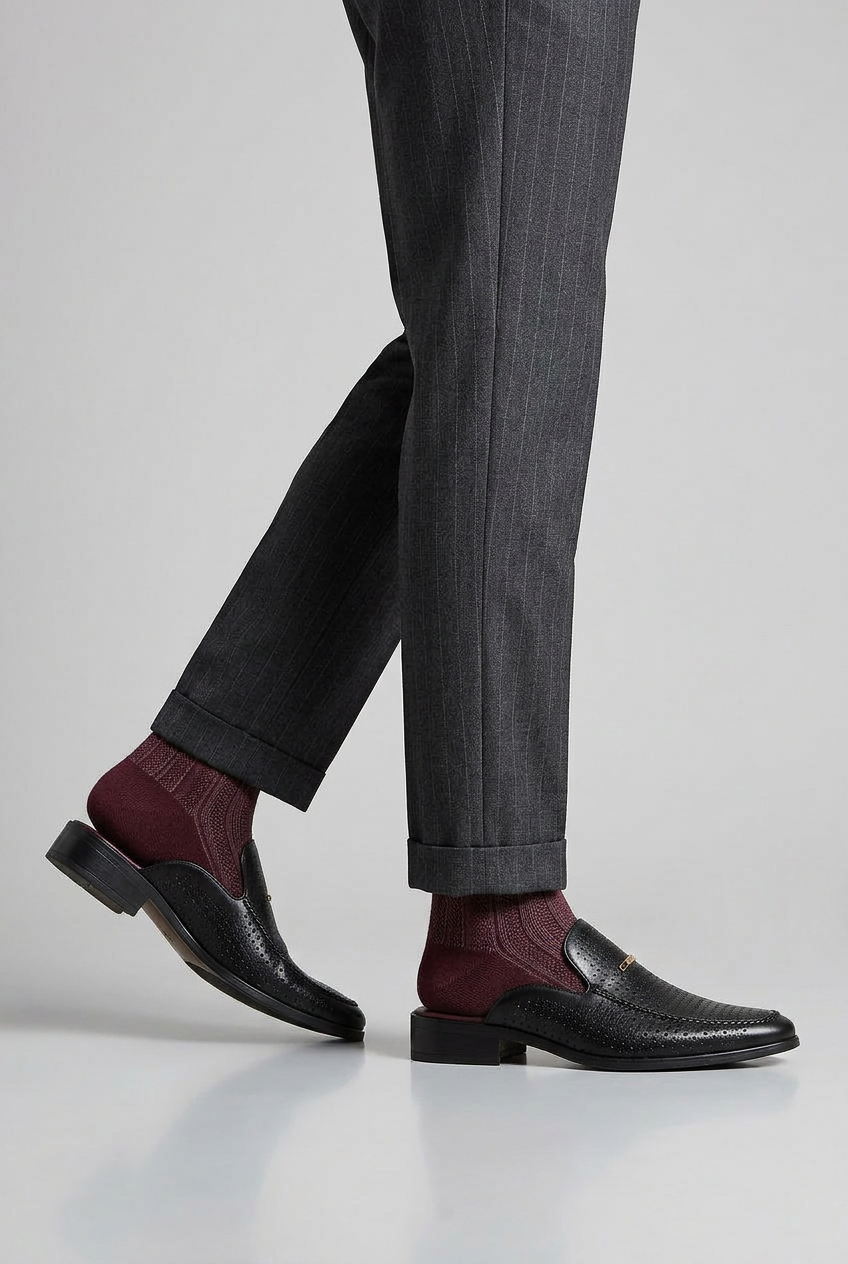 Men's Slip On Formal Loafers | Low Block Heel - 3
