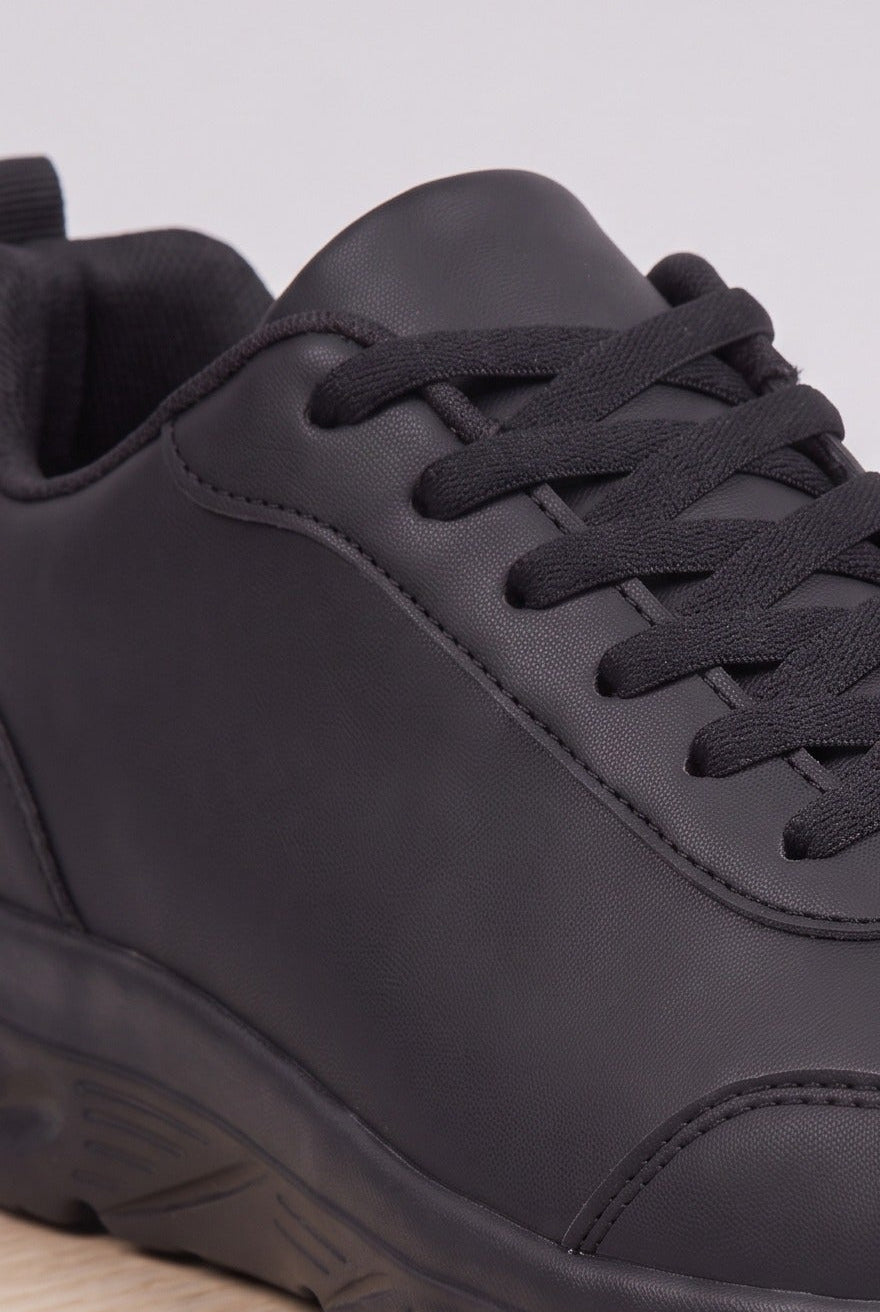 Men's Trainers | Lace-Up with Chunky Sole - Black detail