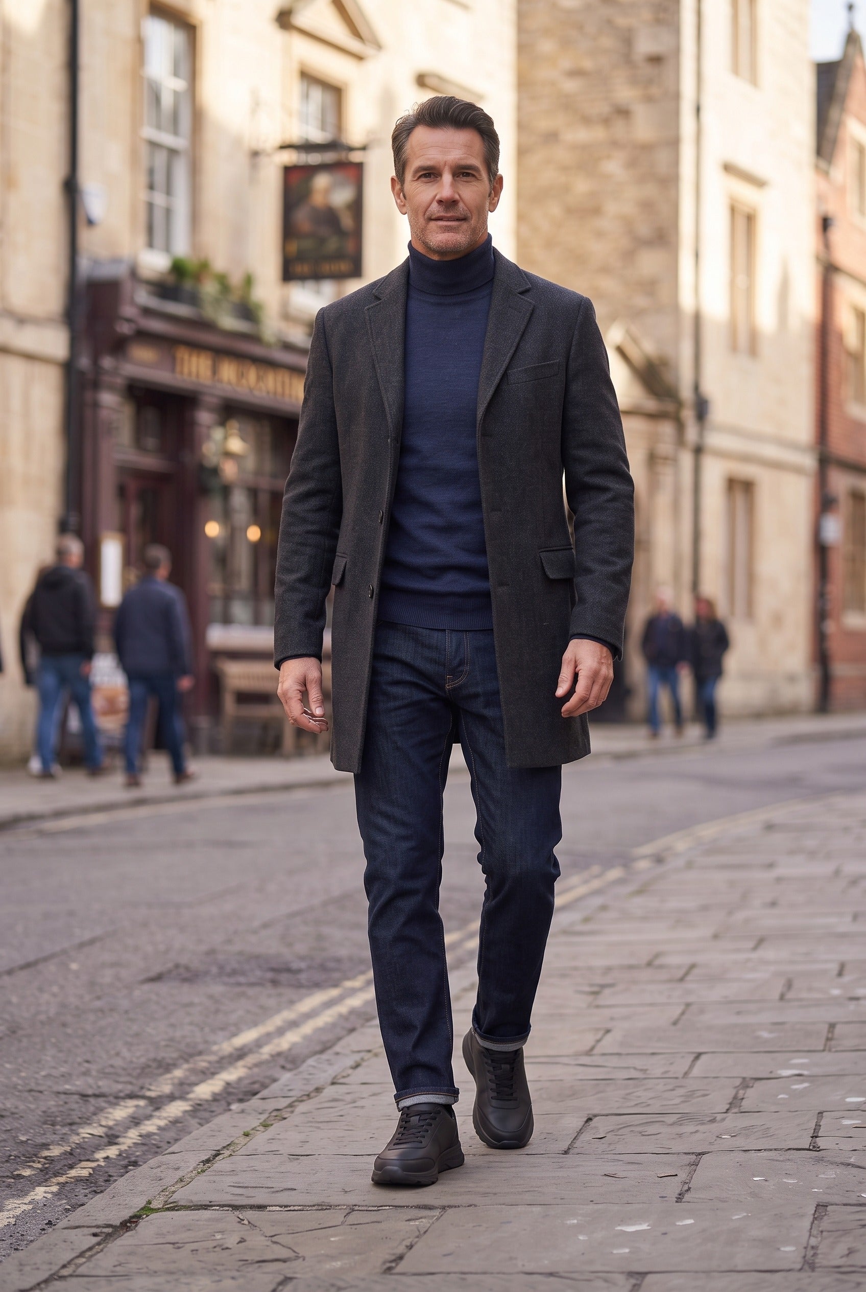 Men's Trainers | Lace-Up with Chunky Sole - Black lifestyle