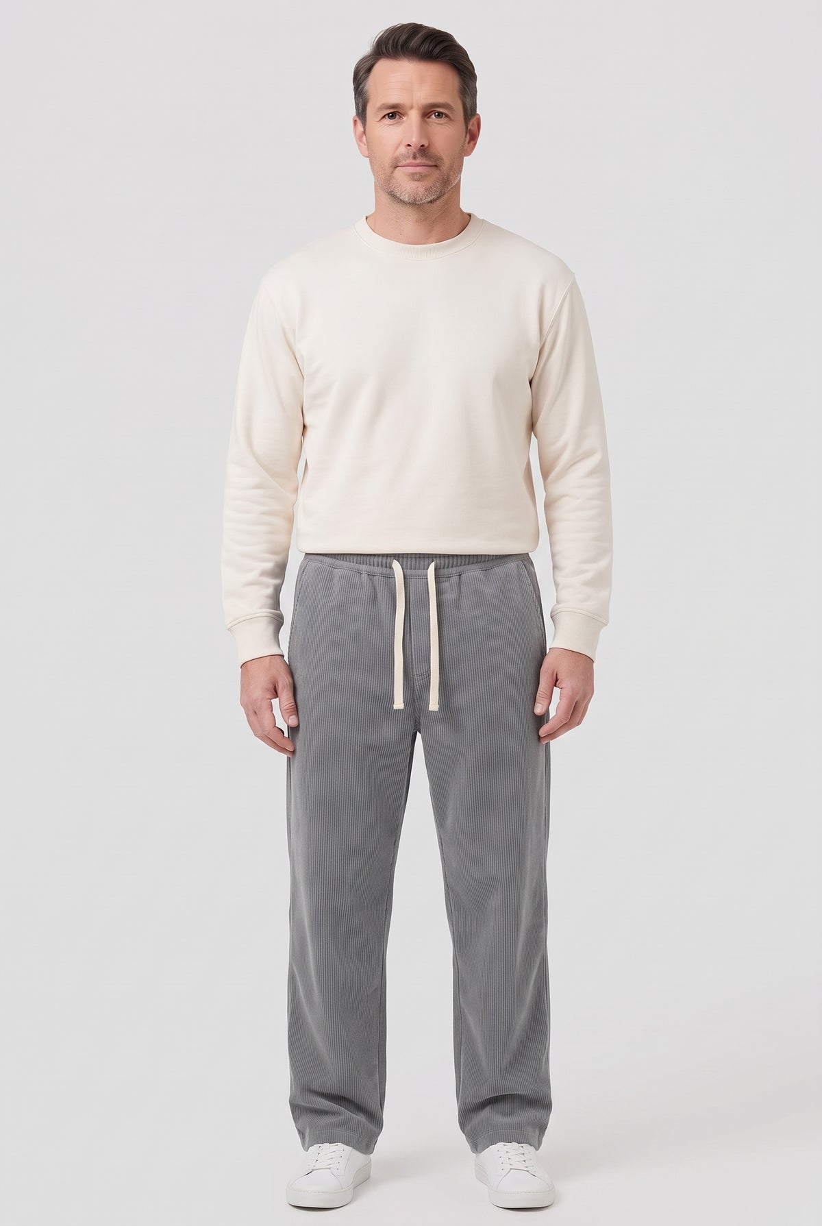 Men's Trousers | Corduroy Drawstring Waist - Grey