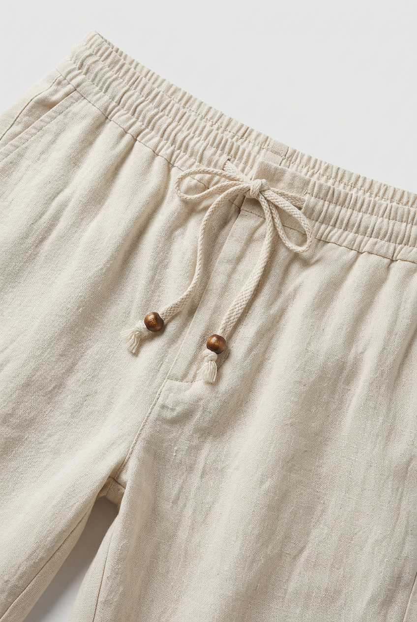 Men’s Trousers | Linen-Look with Elasticated Drawstring Waist - 3