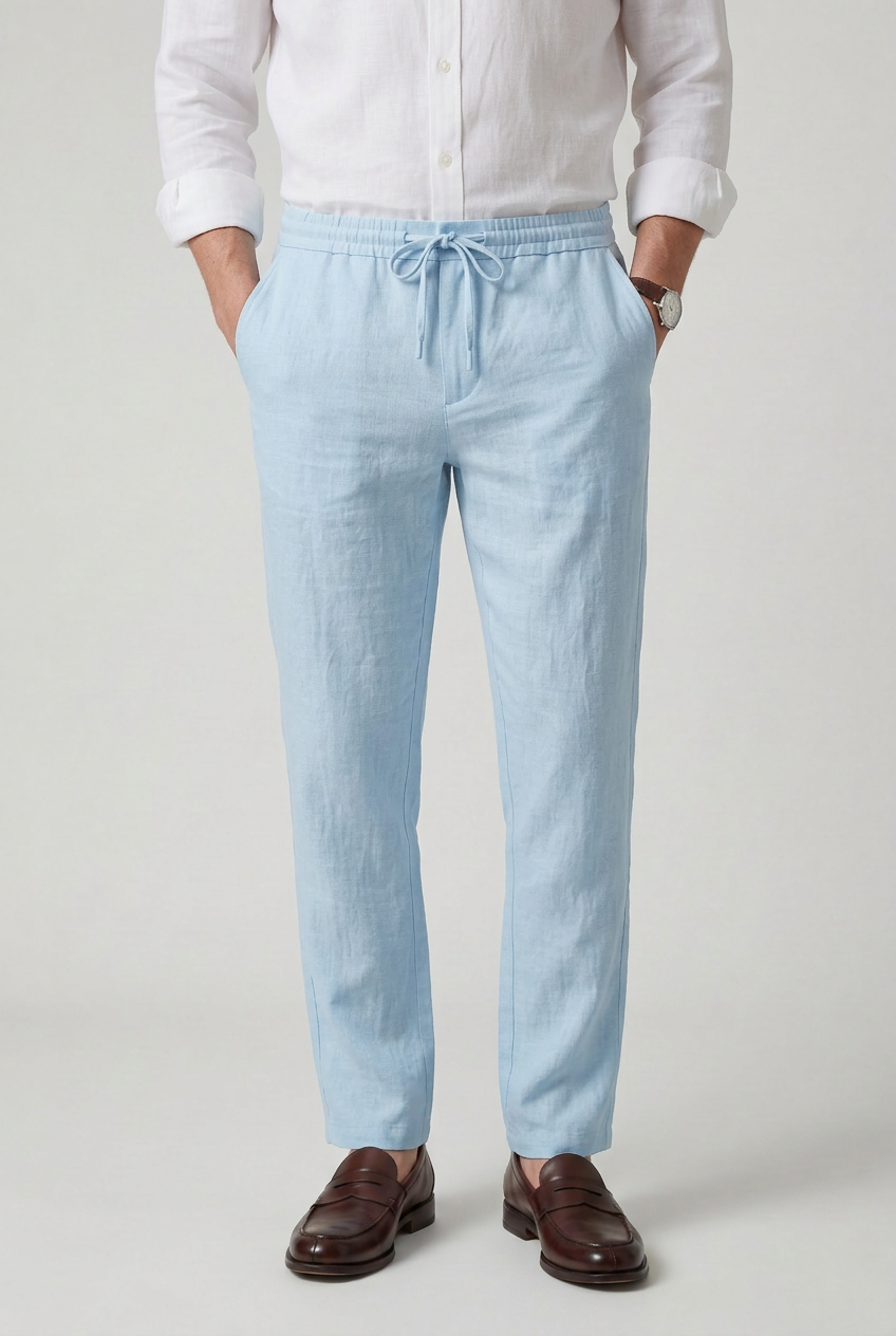 Men’s Trousers | Linen Look with Drawstring Waist - 6