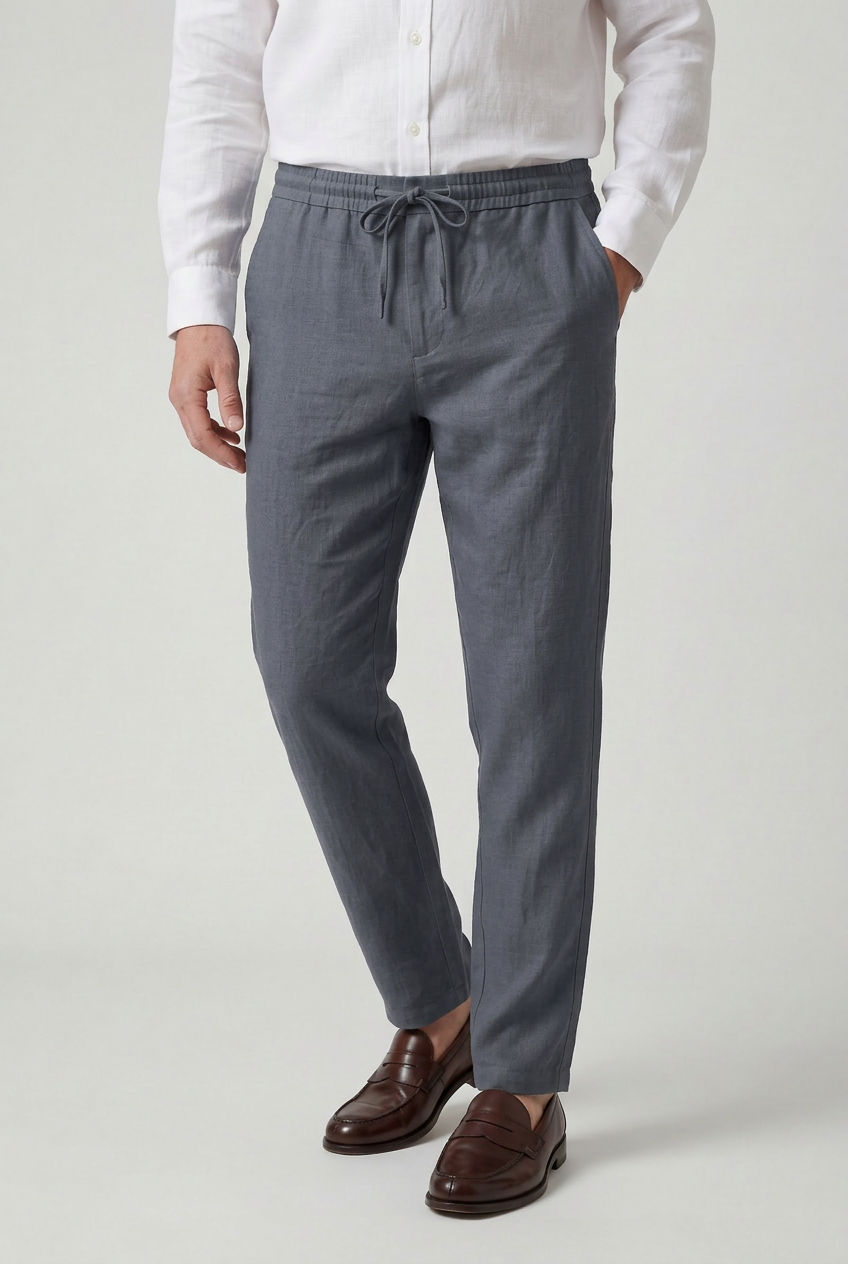 Men’s Trousers | Linen Look with Drawstring Waist - 7