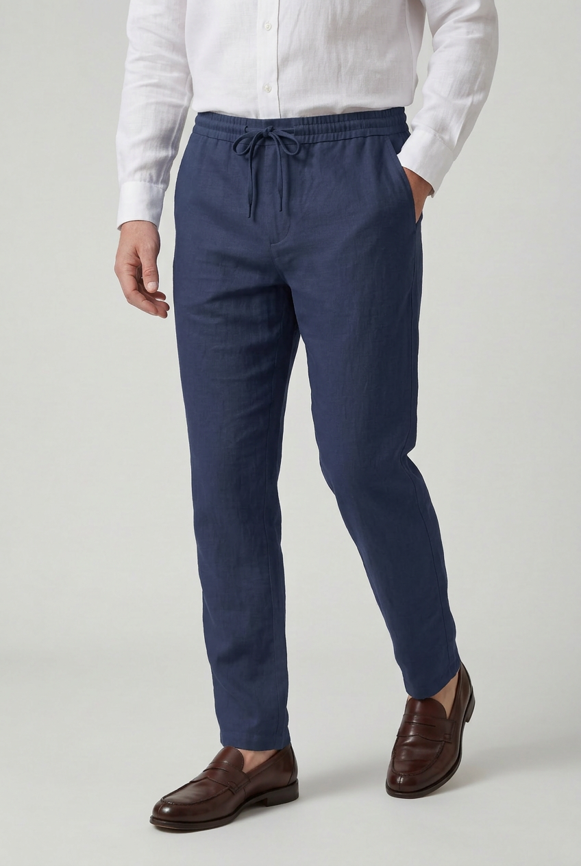 Men’s Trousers | Linen Look with Drawstring Waist - 8
