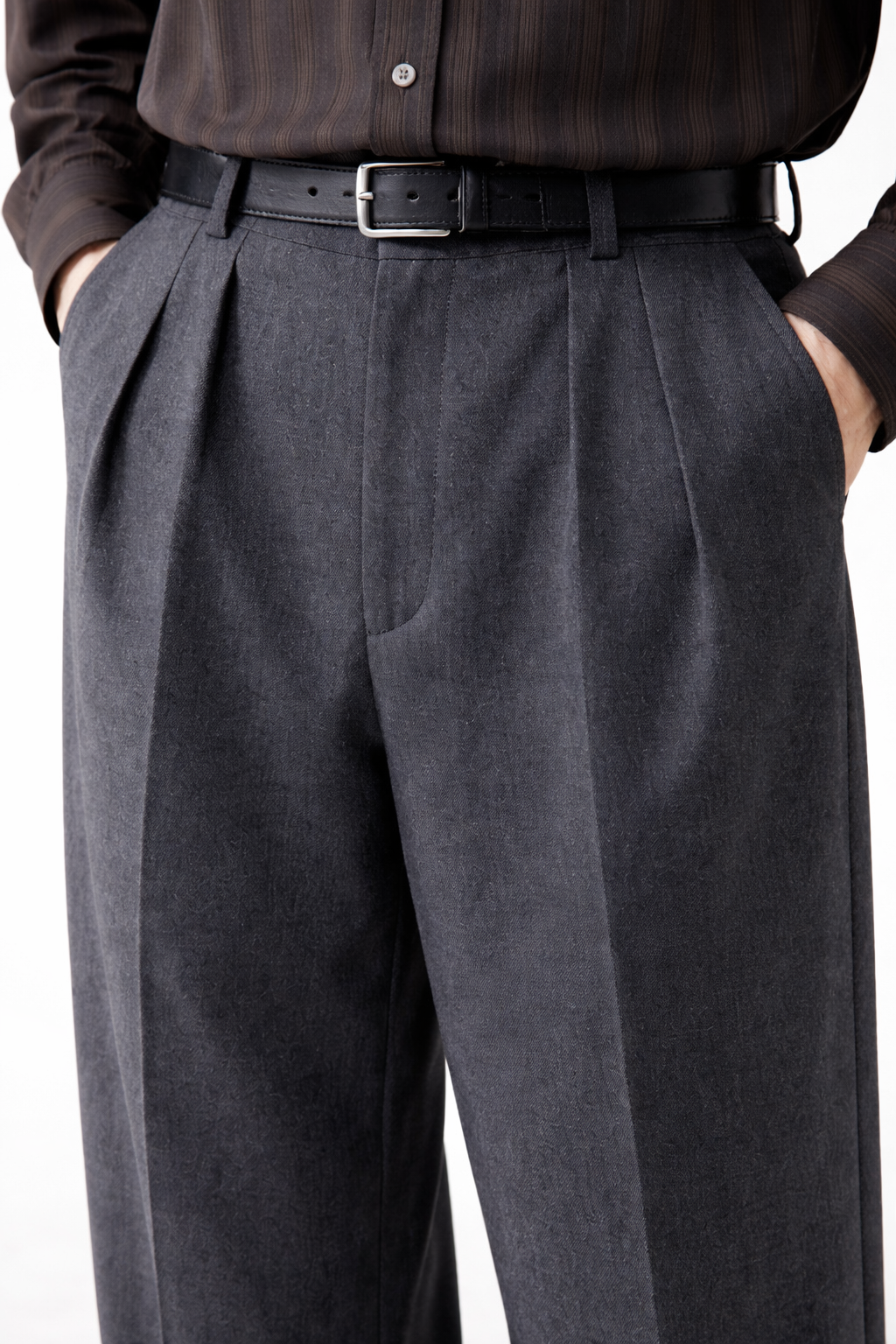 Men's Trousers | Wide Leg Pleated Front - 6