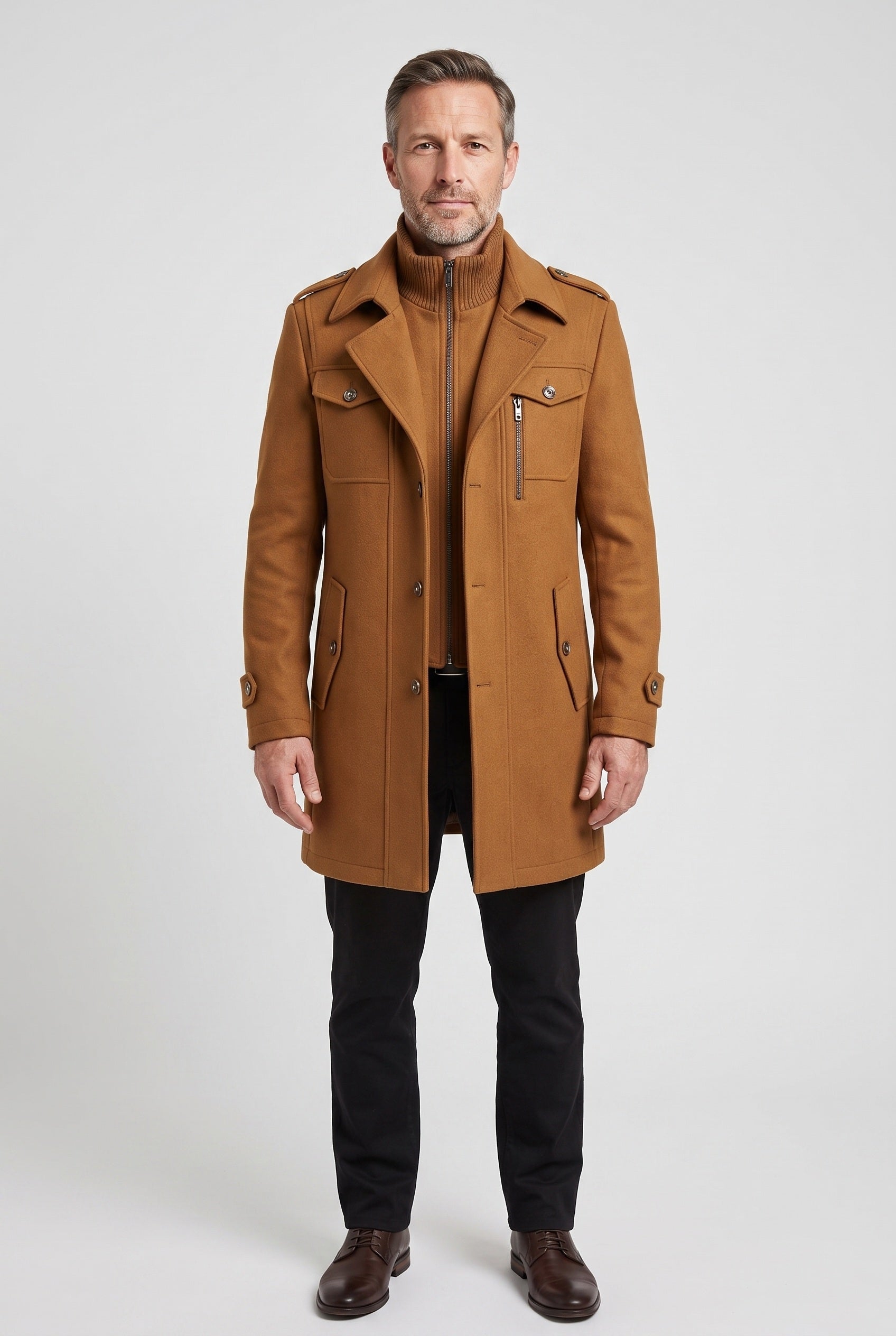 Men's Coat | Tailored Funnel Neck - 1