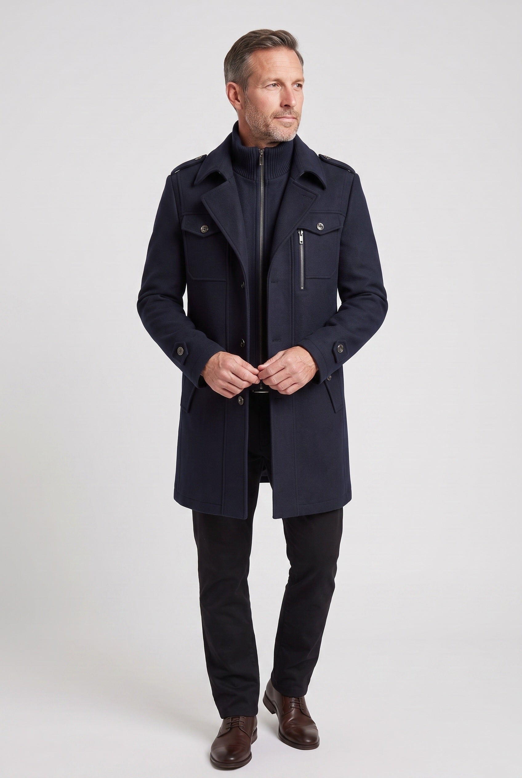 Men's Coat | Tailored Funnel Neck - 6