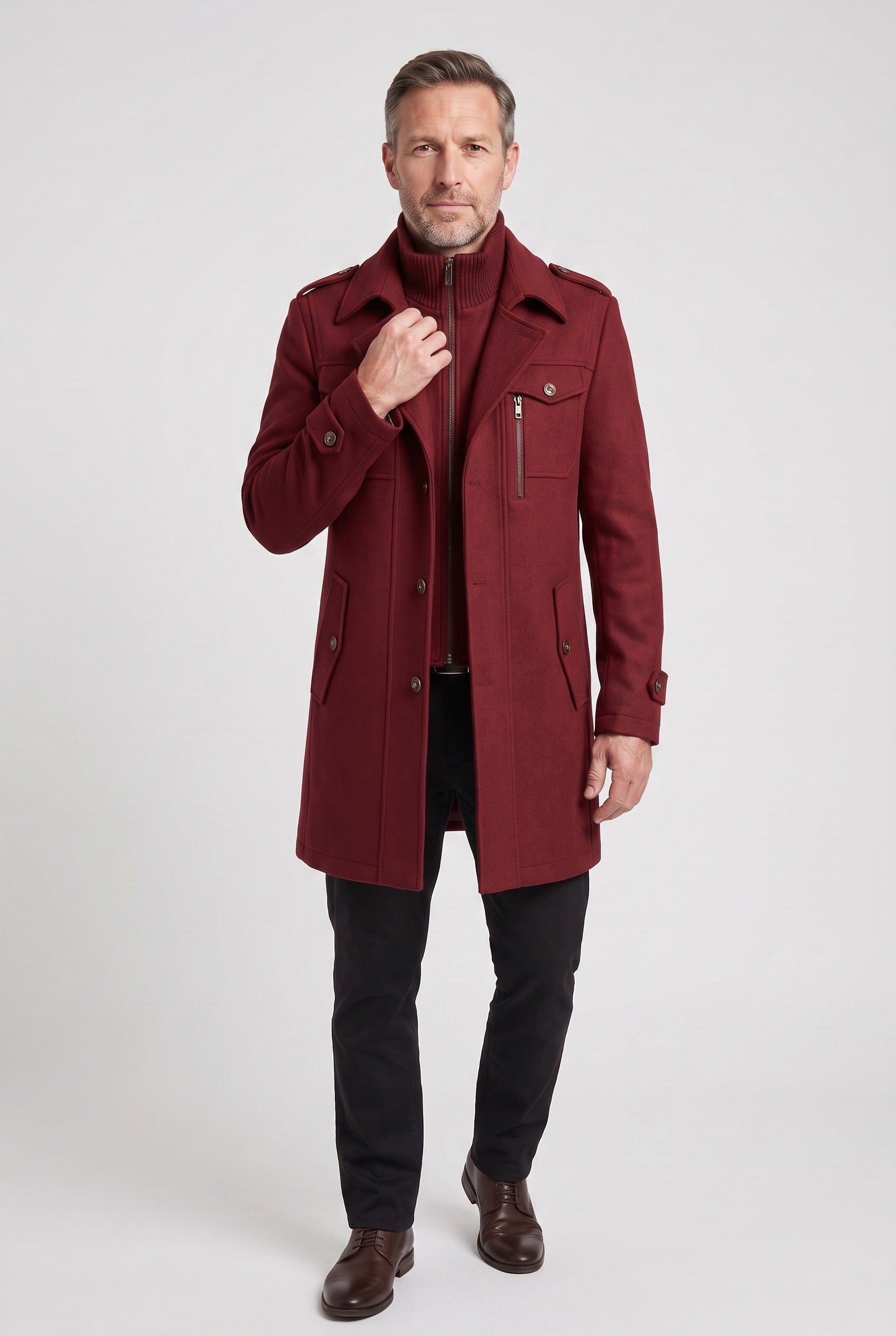 Men's Coat | Tailored Funnel Neck - 7
