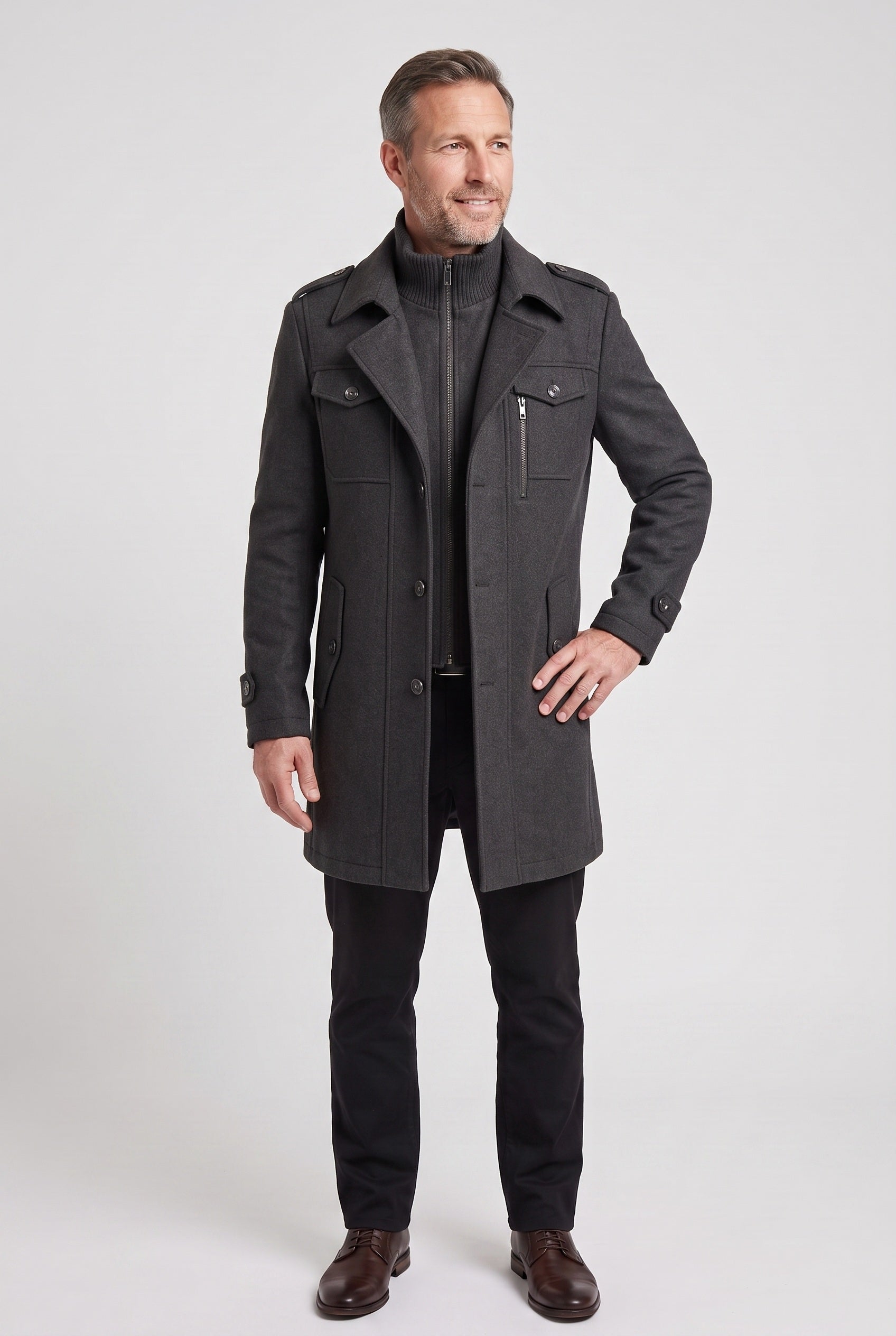 Men's Coat | Tailored Funnel Neck - 8