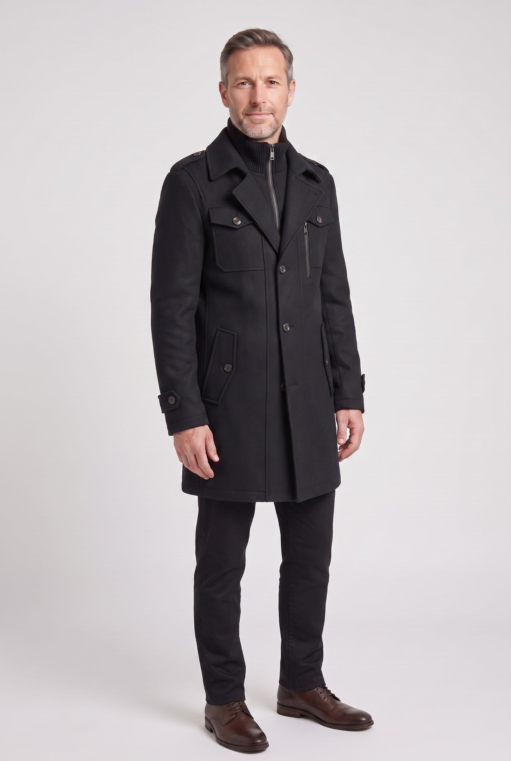 Men's Coat | Tailored Funnel Neck