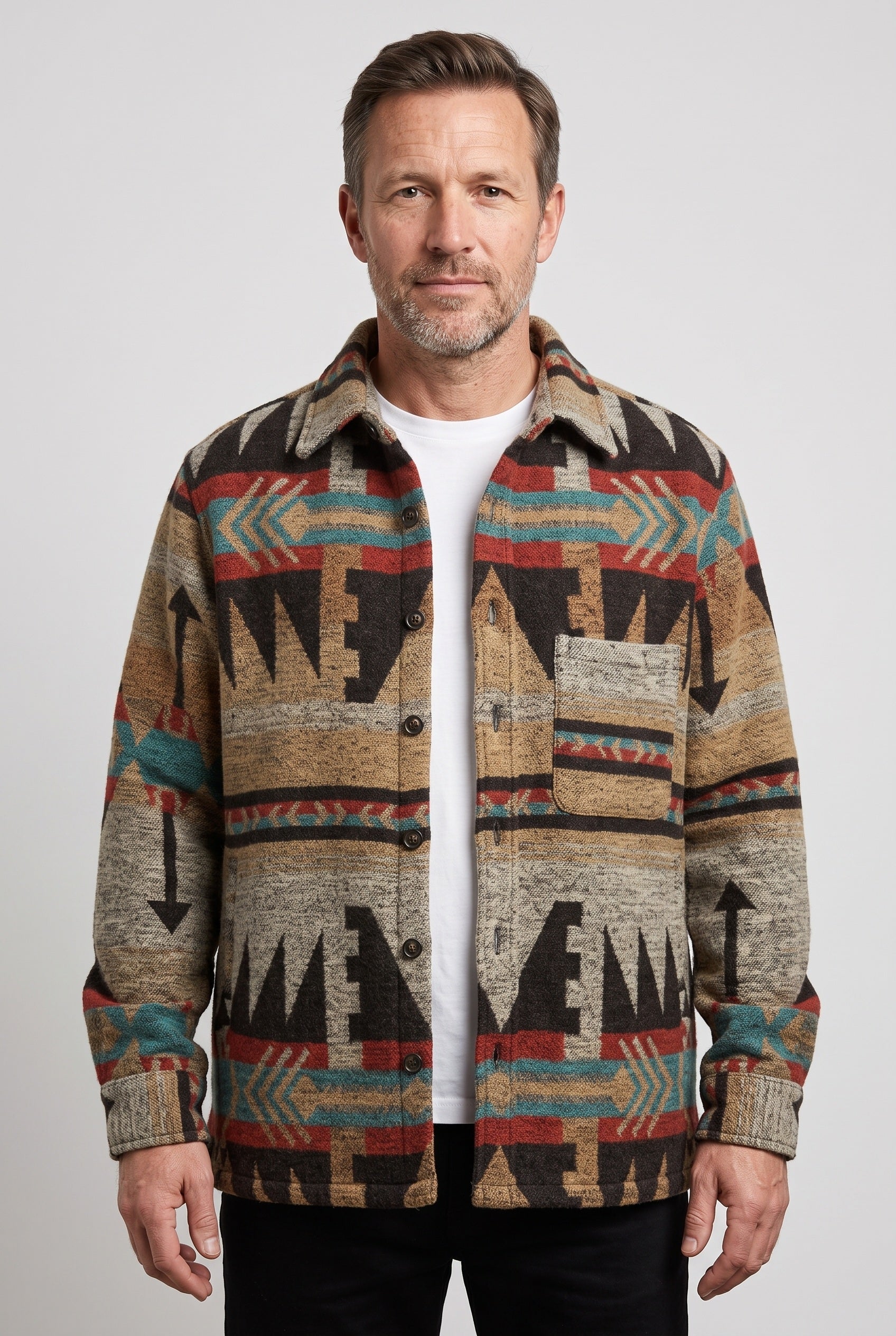 Men's Jacket | Aztec Print Overshirt - 1