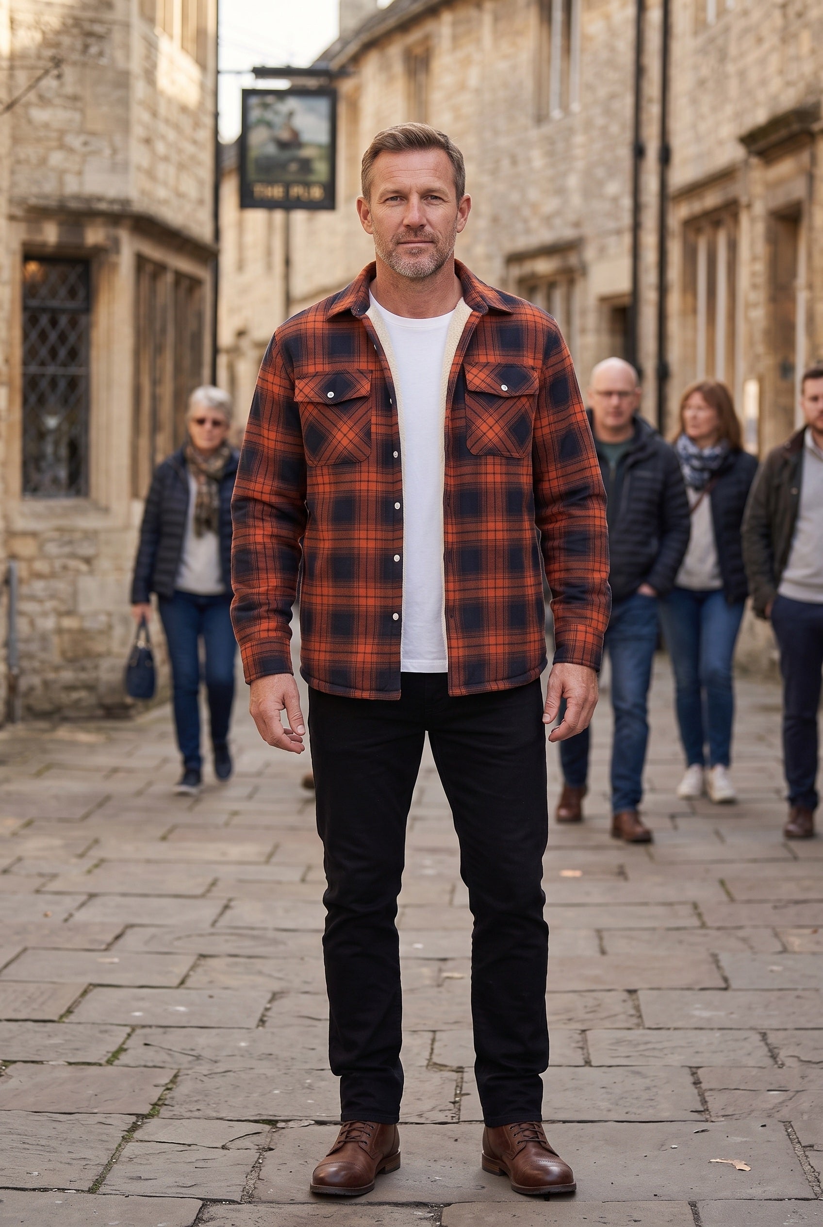 Men's Jacket | Sherpa-Lined Check Overshirt - 4