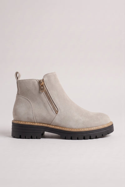 Women’s Ankle Boots | Suede-Look Side-Zip - Beige