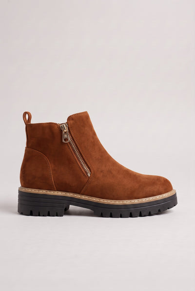 Women’s Ankle Boots | Suede-Look Side-Zip - Brown