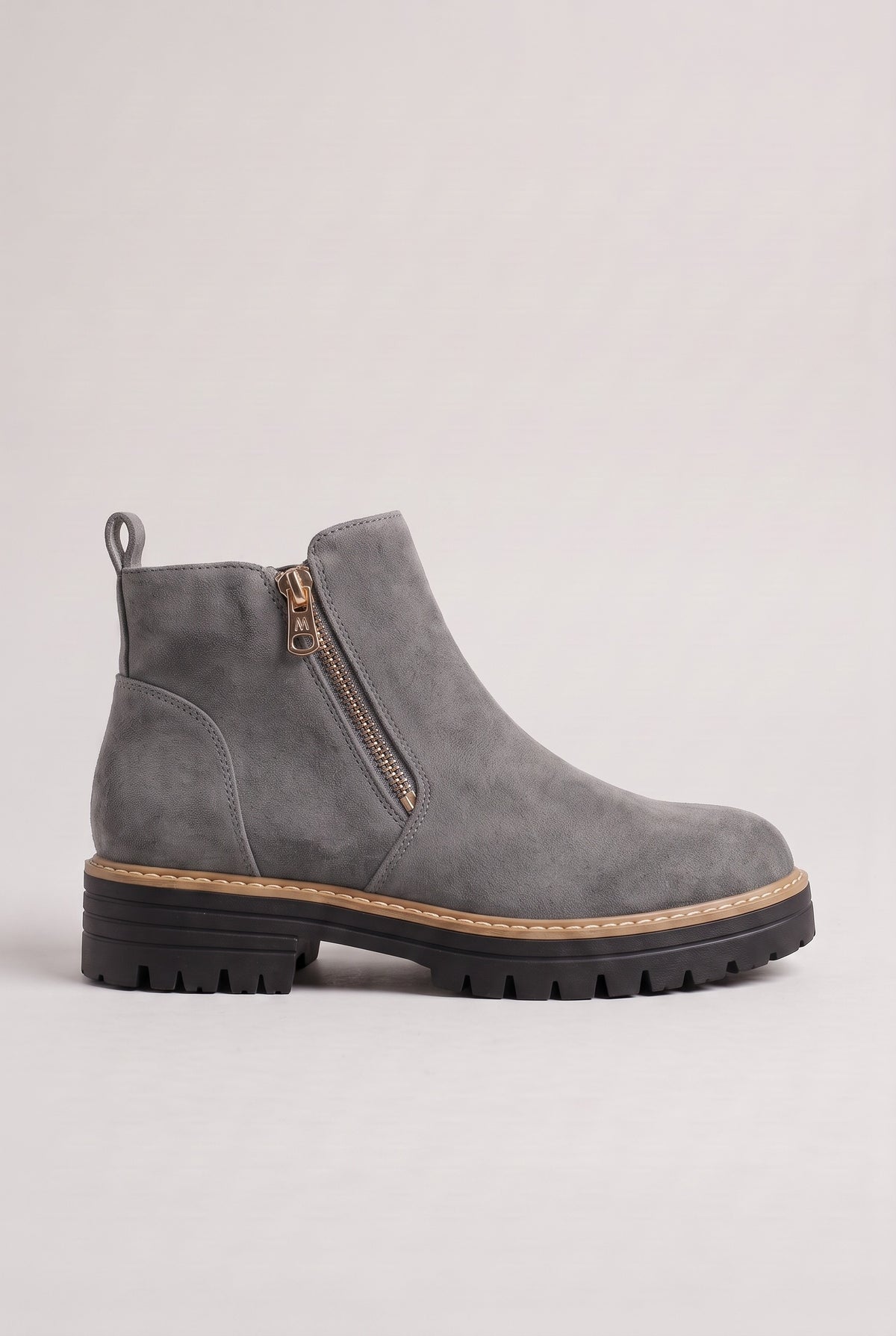 Women’s Ankle Boots | Suede-Look Side-Zip - Grey