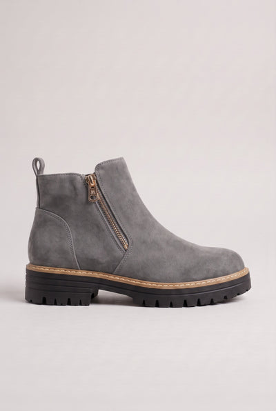 Women’s Ankle Boots | Suede-Look Side-Zip - Grey