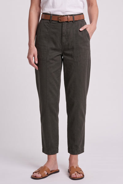 Women’s Trousers | High Waist Tapered Leg - Deep Olive