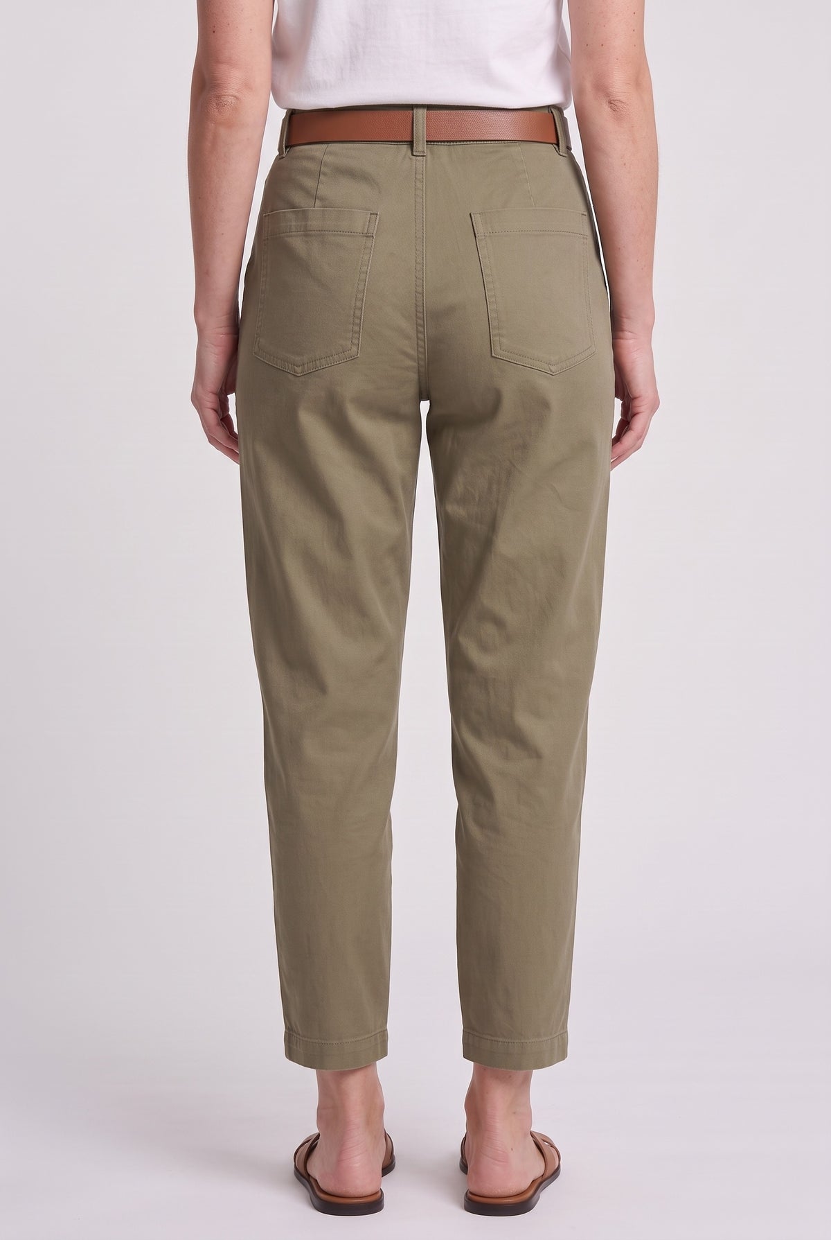 Women’s Trousers | High Waist Tapered Leg - Warm Khaki back
