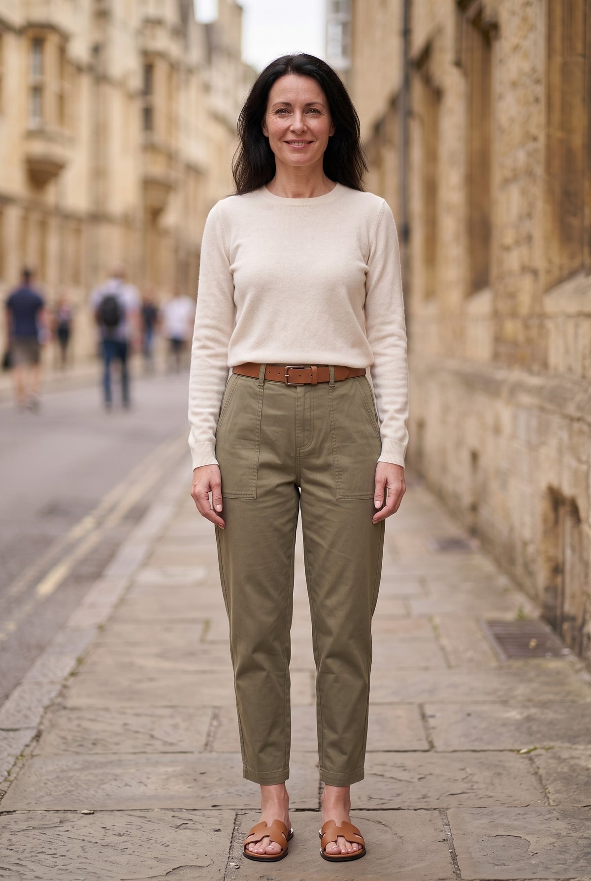 Women’s Trousers | High Waist Tapered Leg - Warm Khaki lifestyle